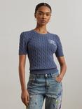 Lauren Ralph Lauren Tarjyll Logo Cable Knit Jumper, Capri Blue
