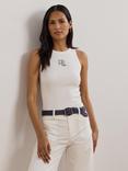 Lauren Ralph Lauren Tonasha Logo Ribbed Tank Top, White