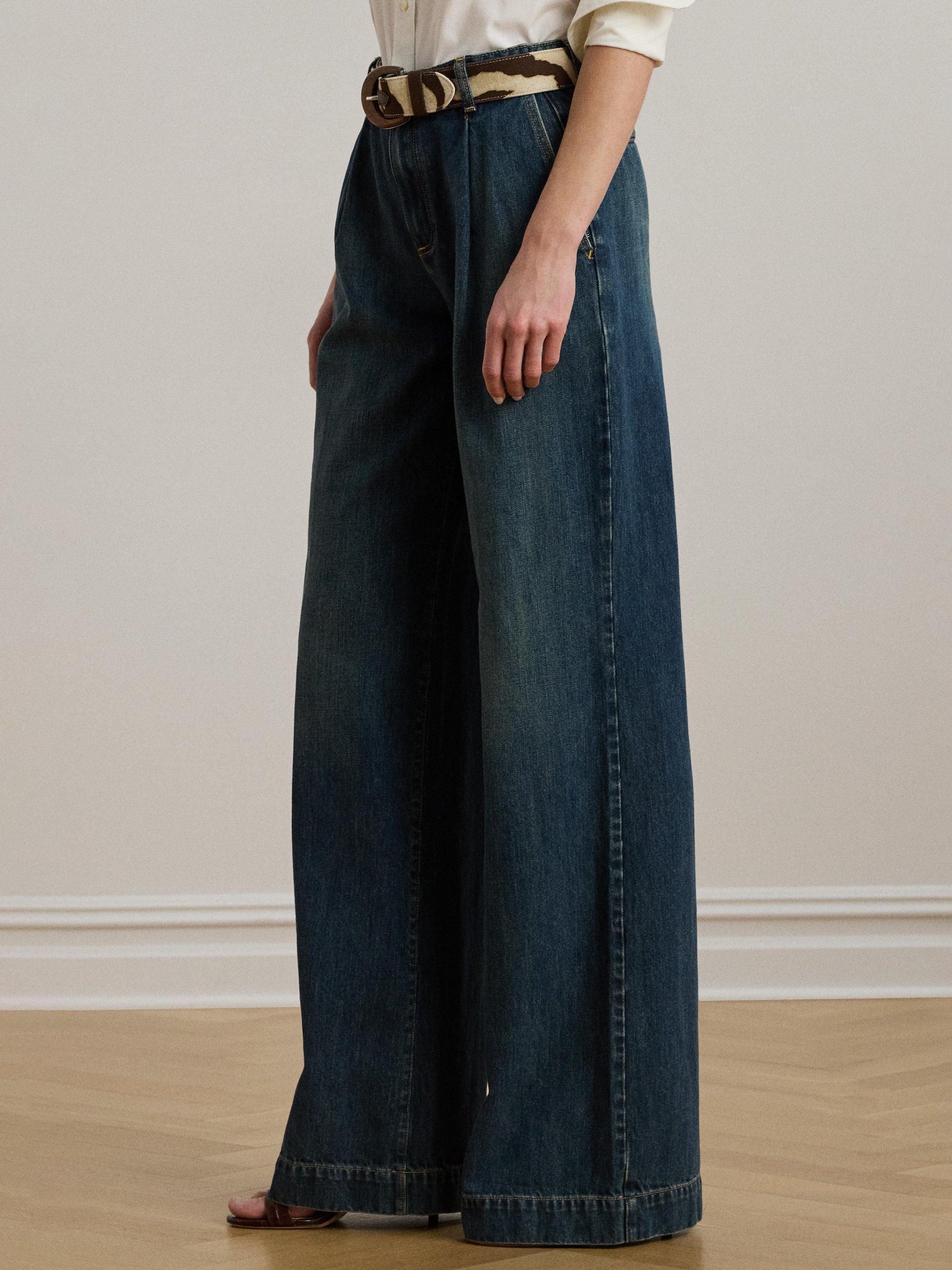 Product image 3 of 5, which shows Lauren Ralph Lauren Kirahn Wide Leg Jeans, Blue, 6