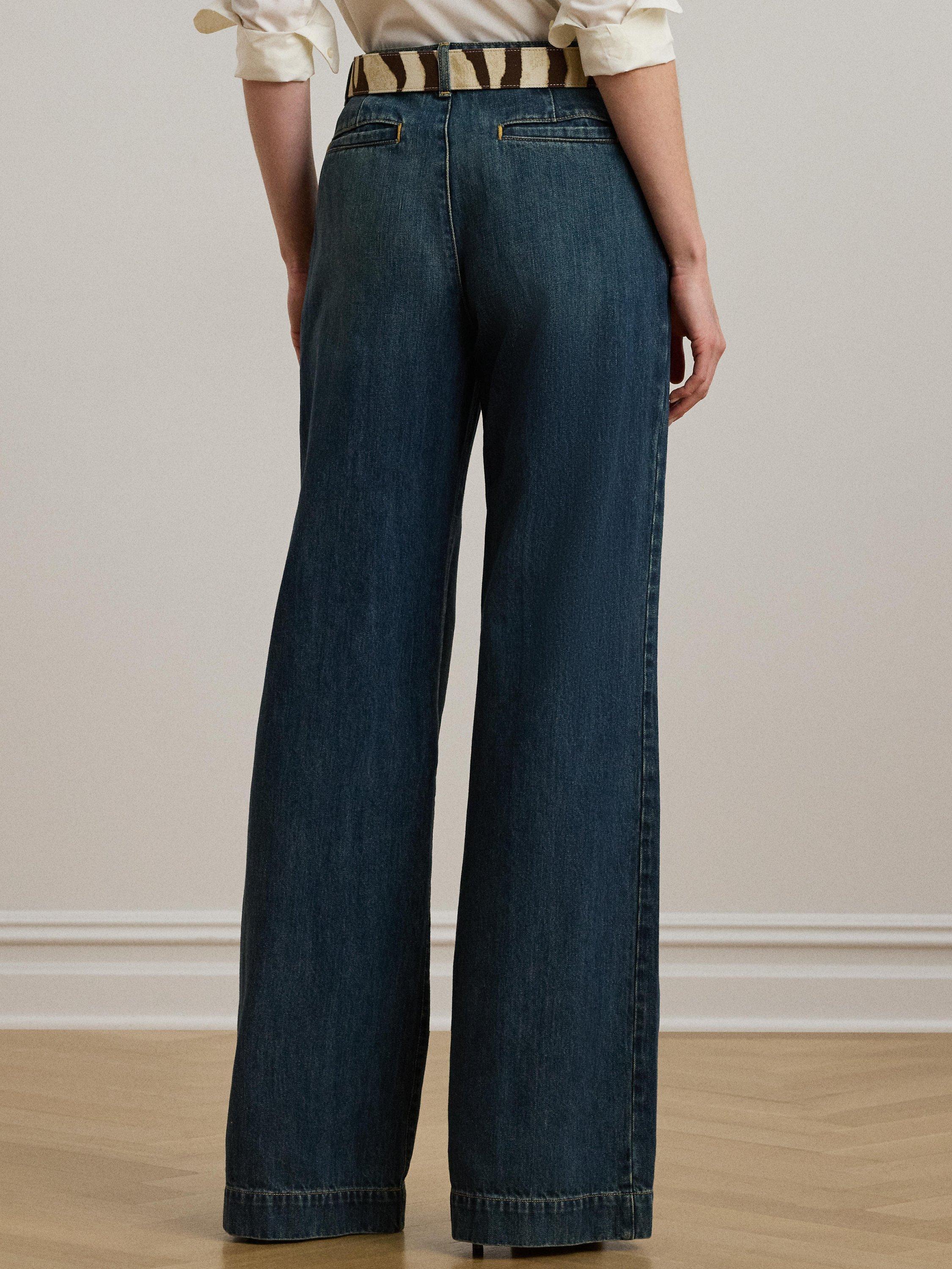 Product image 4 of 5, which shows Lauren Ralph Lauren Kirahn Wide Leg Jeans, Blue, 6
