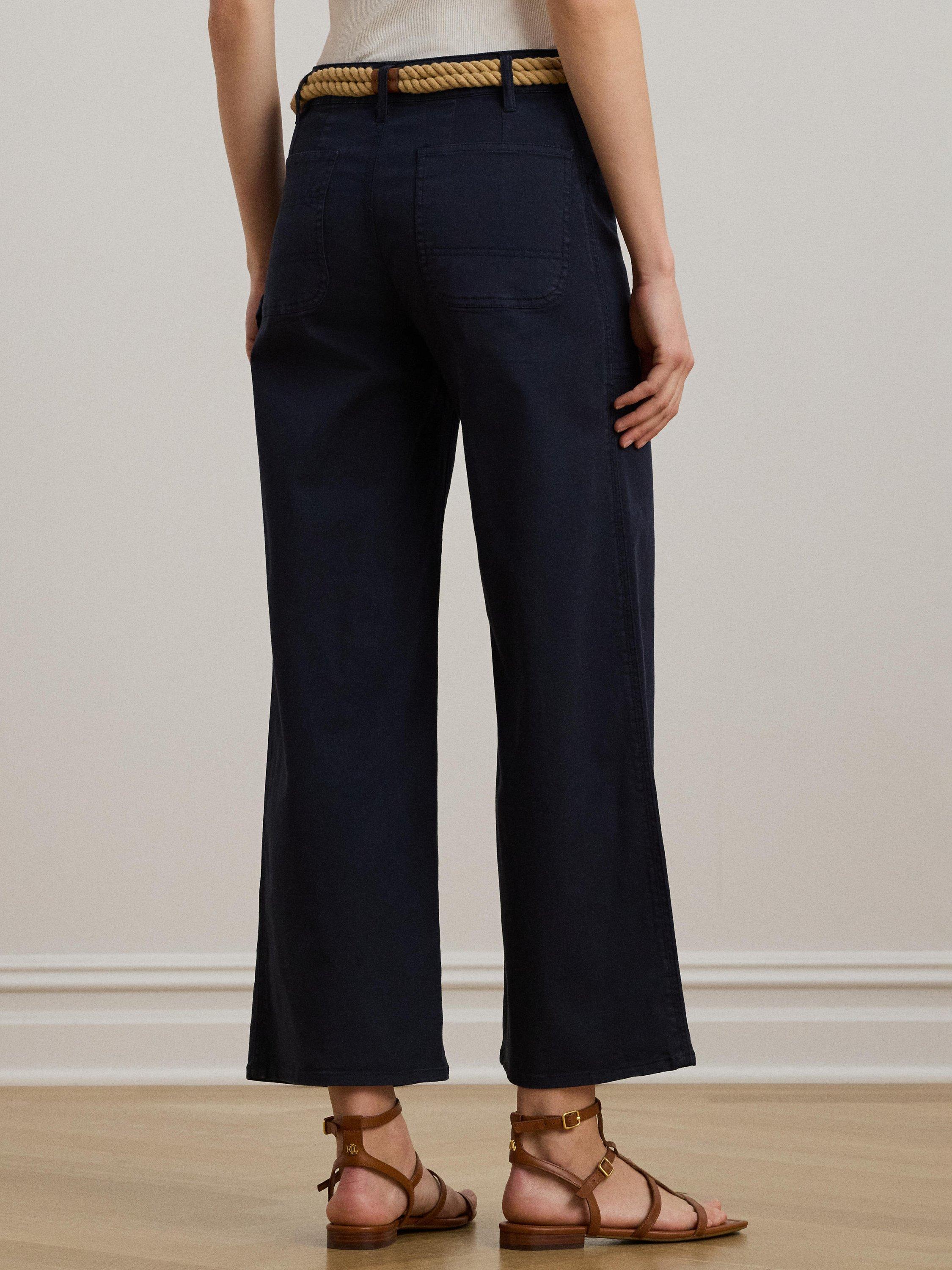 Product image 3 of 4, which shows Lauren Ralph Lauren Yurshane Stretch Wide Leg Cropped Chinos, Navy, 6