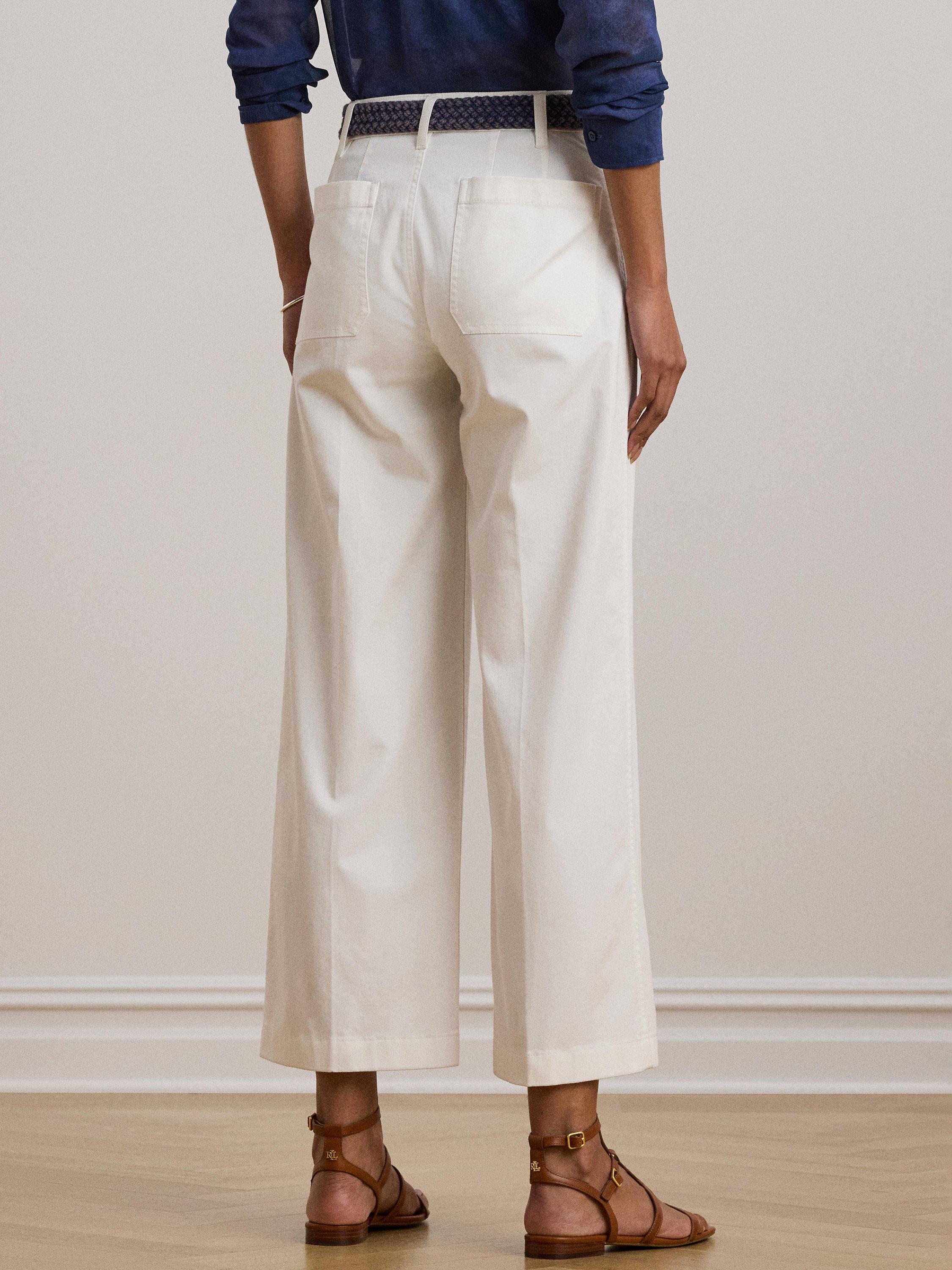 Product image 3 of 4, which shows Lauren Ralph Lauren Yurshane Stretch Wide Leg Cropped Chinos, White, 6