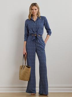 Lauren Ralph Lauren Ziakash Print Trousers, Blue/White, Blue/White