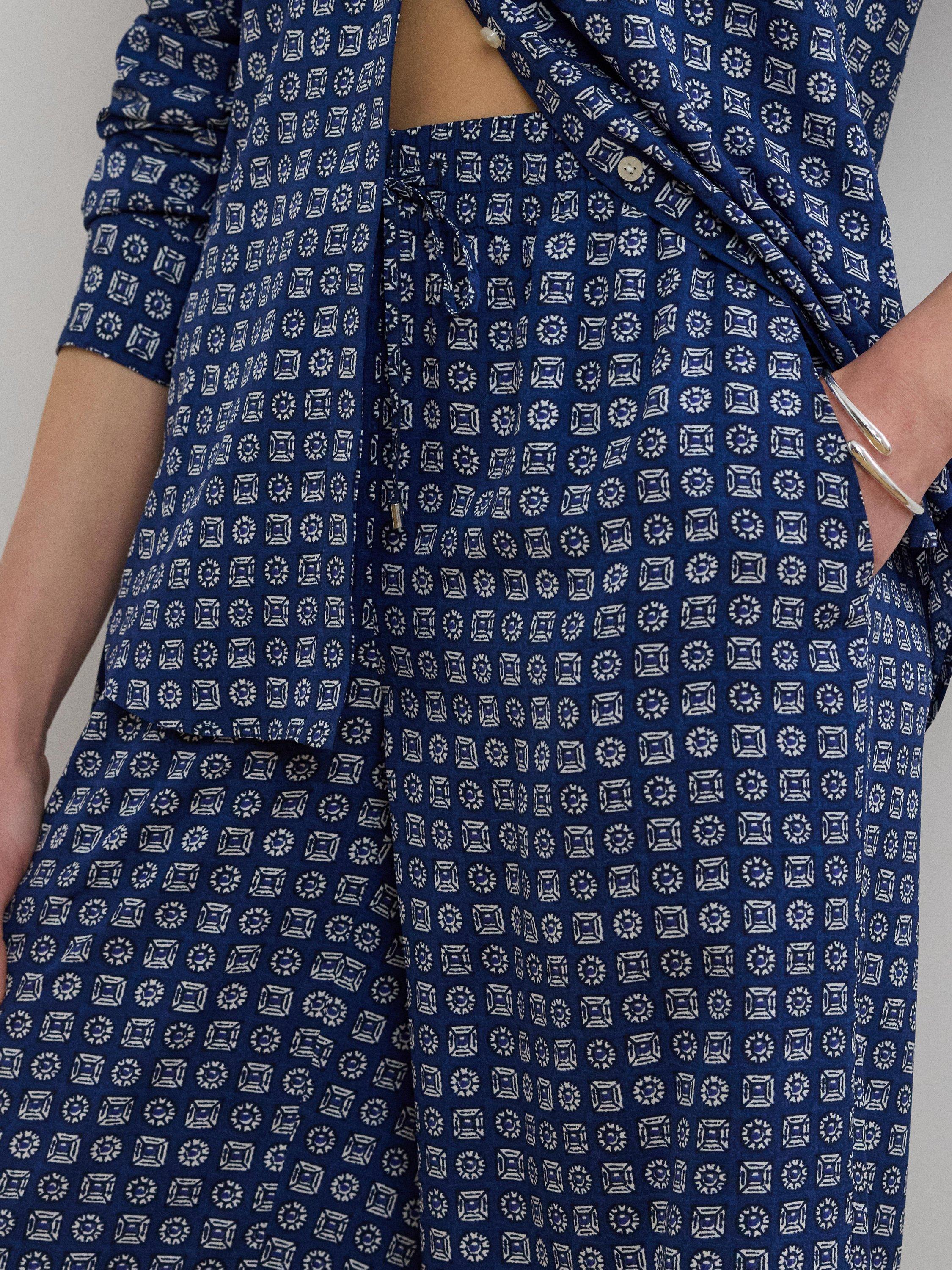 Product image 4 of 4, which shows Lauren Ralph Lauren Ziakash Print Trousers, Blue/White, XS