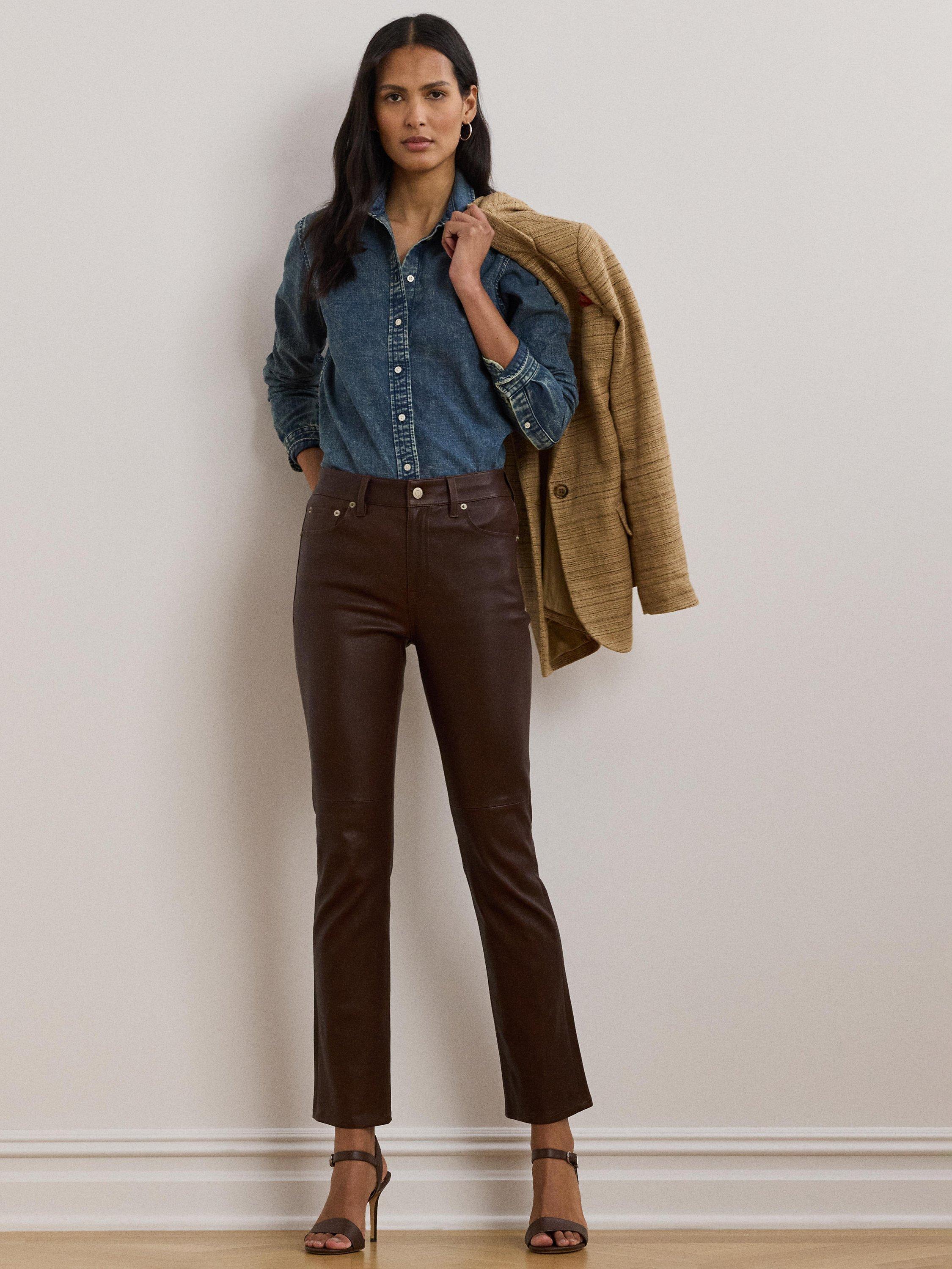 Product image 1 of 4, which shows Lauren Ralph Lauren Jamelko Long Sleeve Denim Shirt, Haze Wash, XS