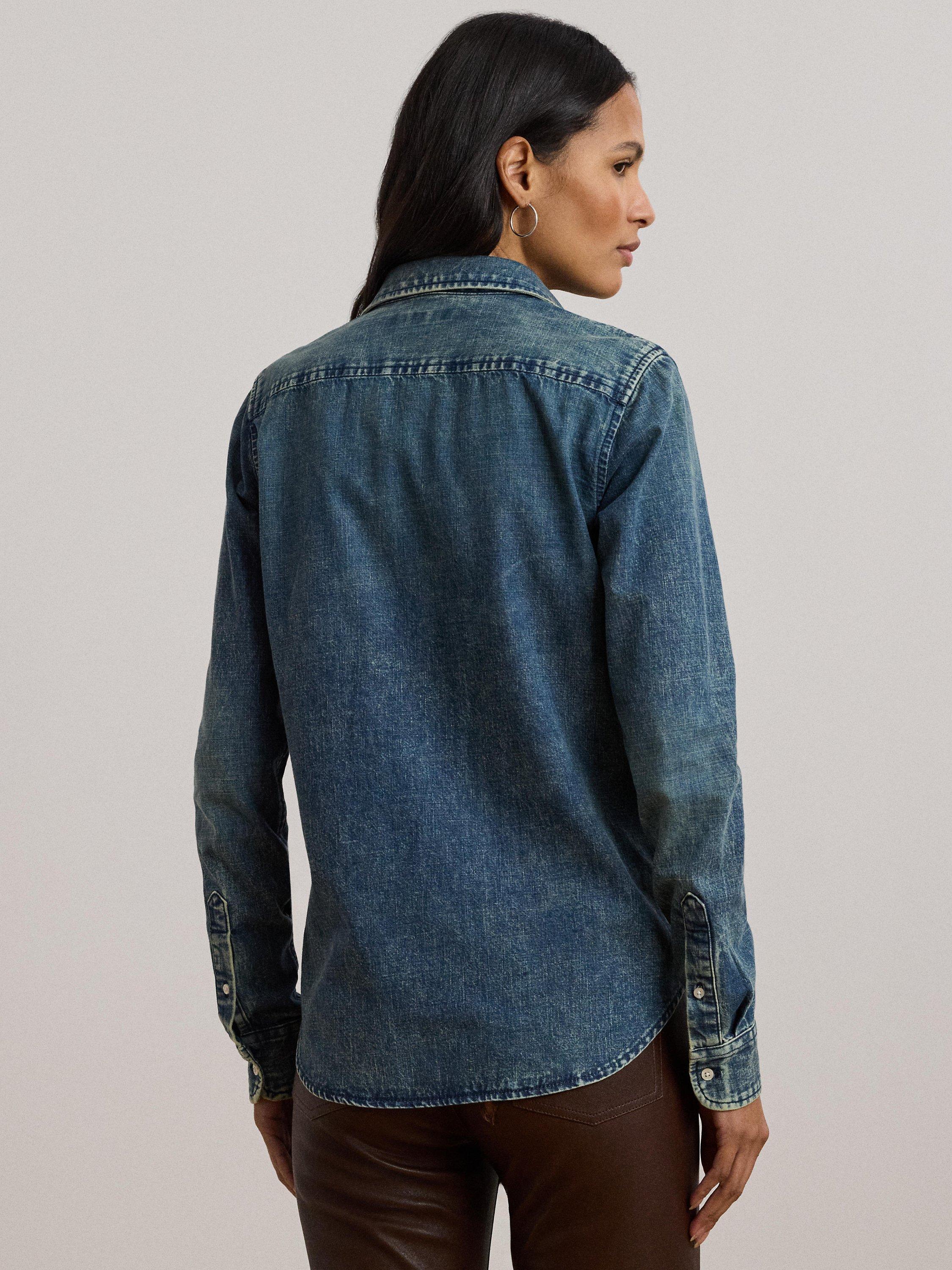 Product image 4 of 4, which shows Lauren Ralph Lauren Jamelko Long Sleeve Denim Shirt, Haze Wash, XS