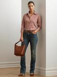 Lauren Ralph Lauren Jamelko Striped Cotton Shirt, Red/Cream