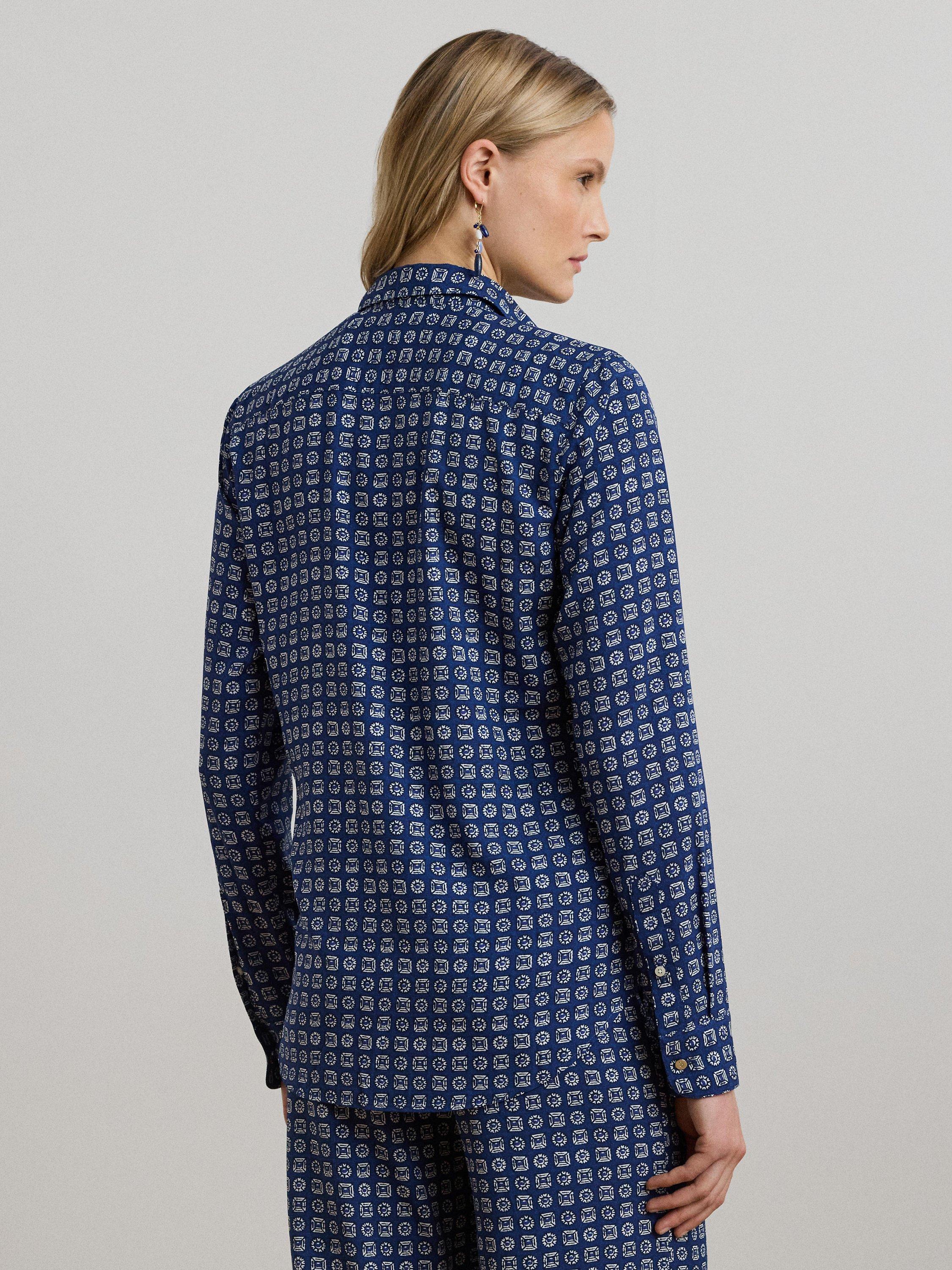 Product image 4 of 4, which shows Lauren Ralph Lauren Kristy Graphic Shirt, Blue/White, XS
