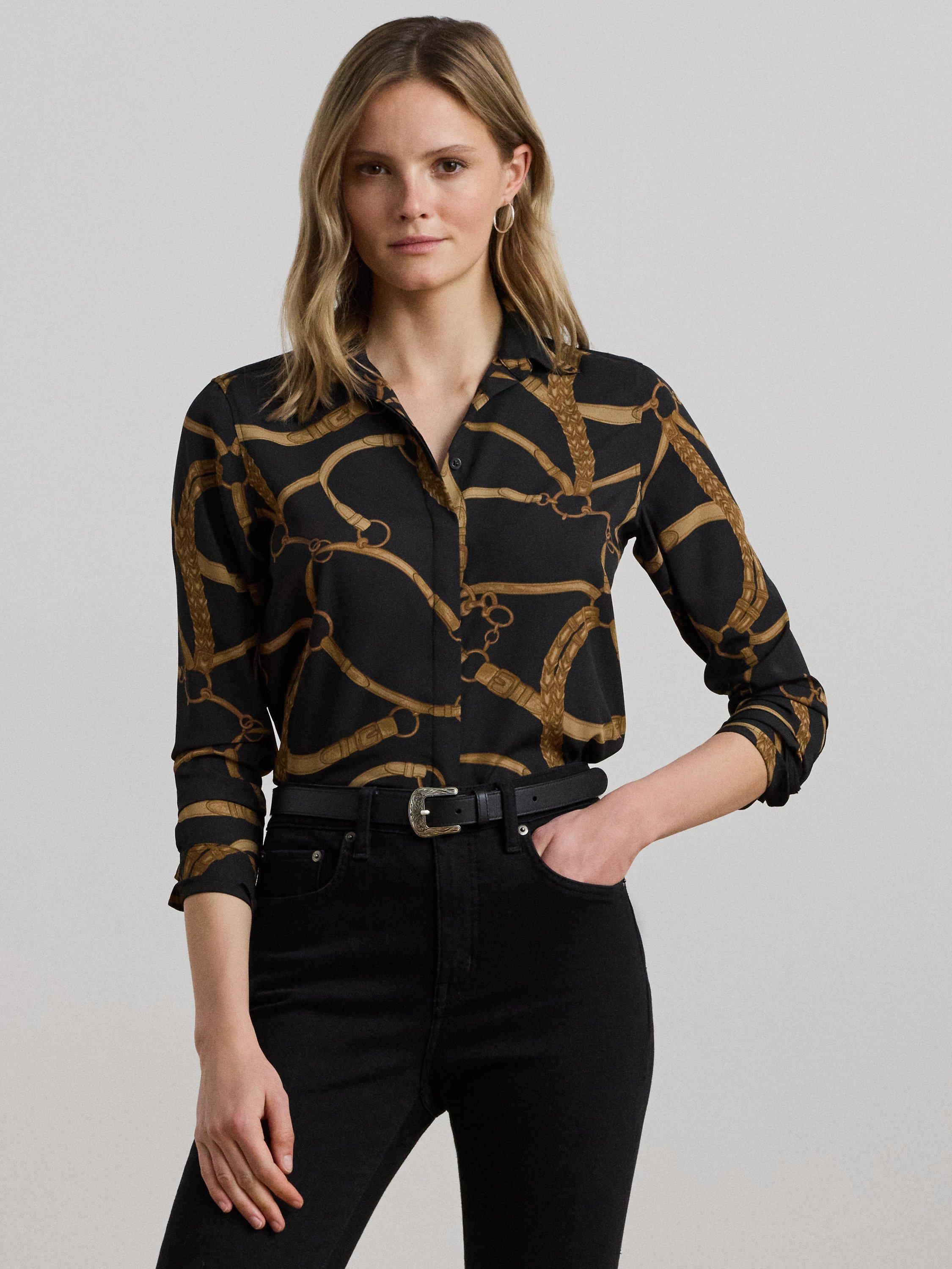 Product image 2 of 4, which shows Lauren Ralph Lauren Kristy Print Blouse, Black/Brown, XS
