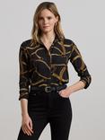 Lauren Ralph Lauren Kristy Print Blouse, Black/Brown
