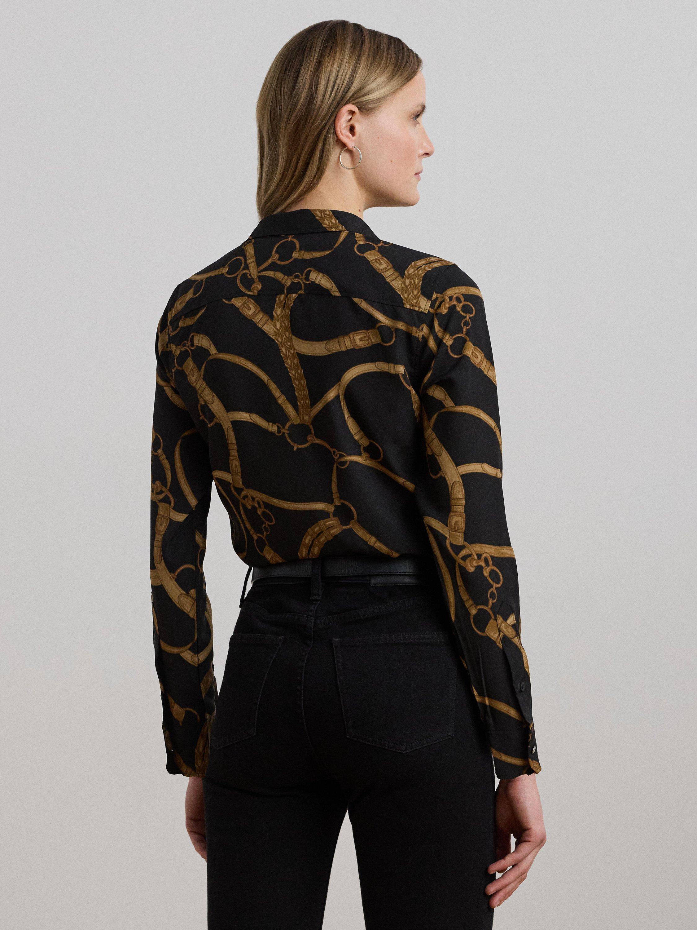 Product image 4 of 4, which shows Lauren Ralph Lauren Kristy Print Blouse, Black/Brown, XS