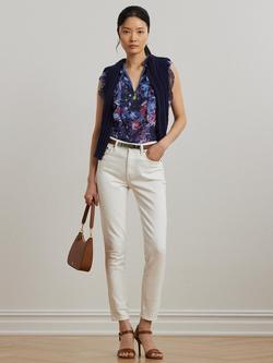 Lauren Ralph Lauren Perlette Floral Ruffle Top, Blue Multi, Blue Multi