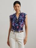Lauren Ralph Lauren Perlette Floral Ruffle Top, Blue Multi