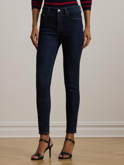Lauren Ralph Lauren High Rise Skinny Ankle Jeans - view 2, Dark Blue