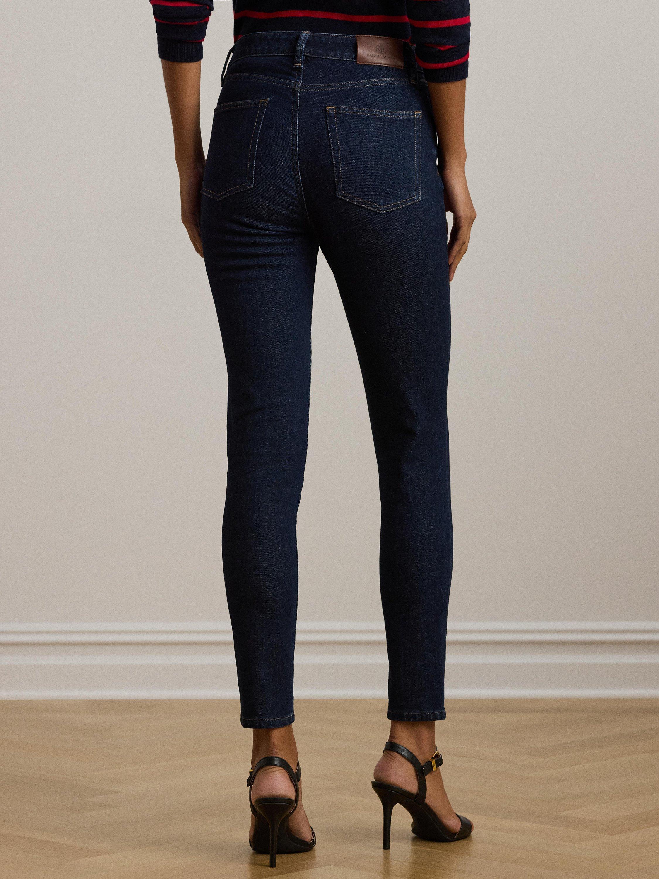 Product image 4 of 5, which shows Lauren Ralph Lauren High Rise Skinny Ankle Jeans, Dark Blue, 6