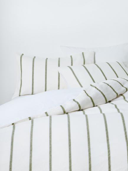 John Lewis Lanark Cotton-Linen Blend Bedding, Green Avocado