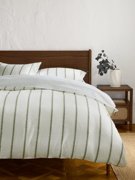 John Lewis Lanark Cotton-Linen Blend Bedding - view 2, Green Avocado
