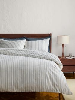 John Lewis Ottawa Brushed Cotton Stripe Bedding - view 2, Blue