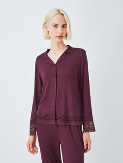 John Lewis Willow Lace Trim Pyjama Set, Fig, Fig