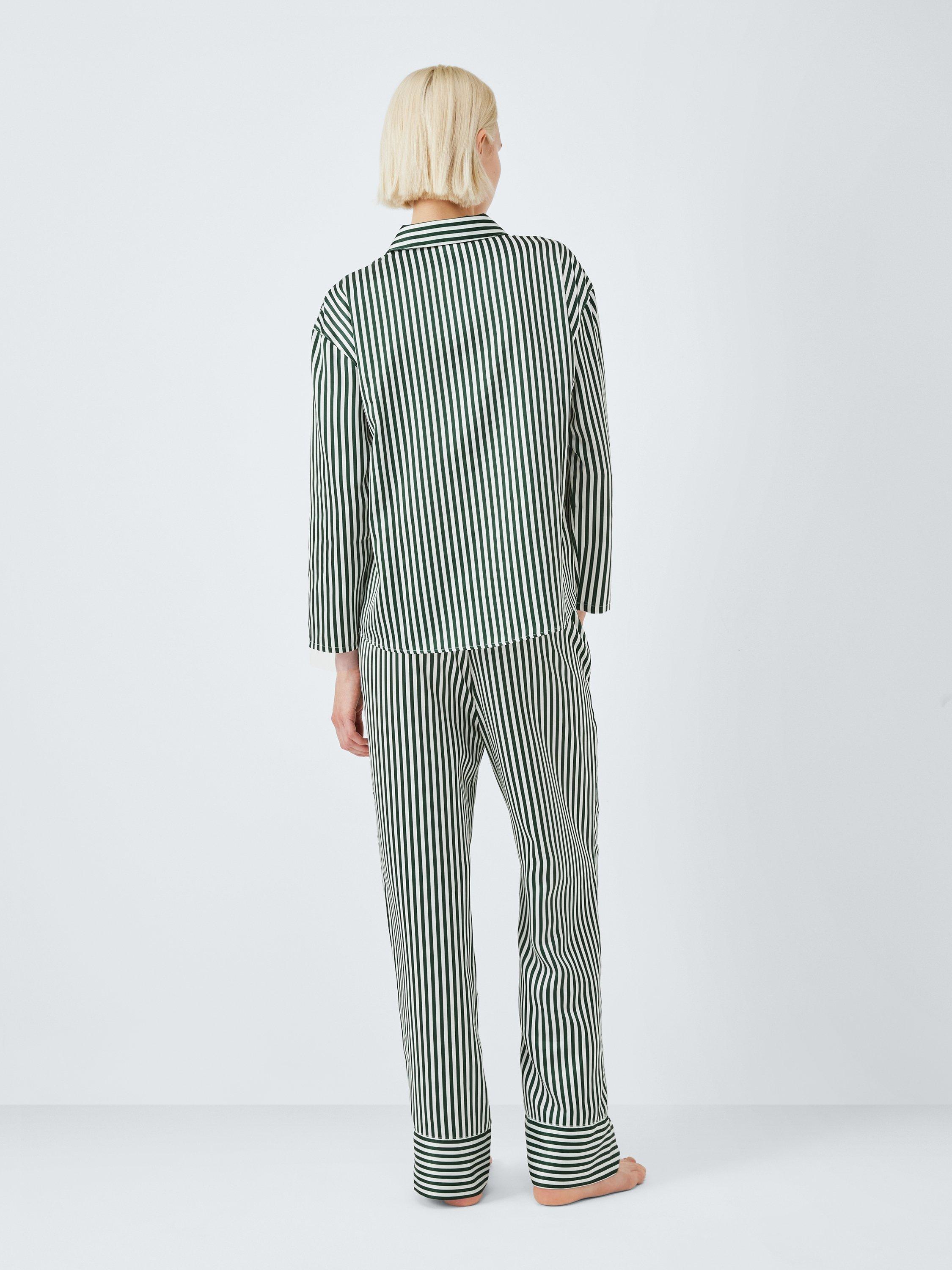 Product image 2 of 6, which shows John Lewis Stripe Satin Long Pyjama Set, Scarab, 8