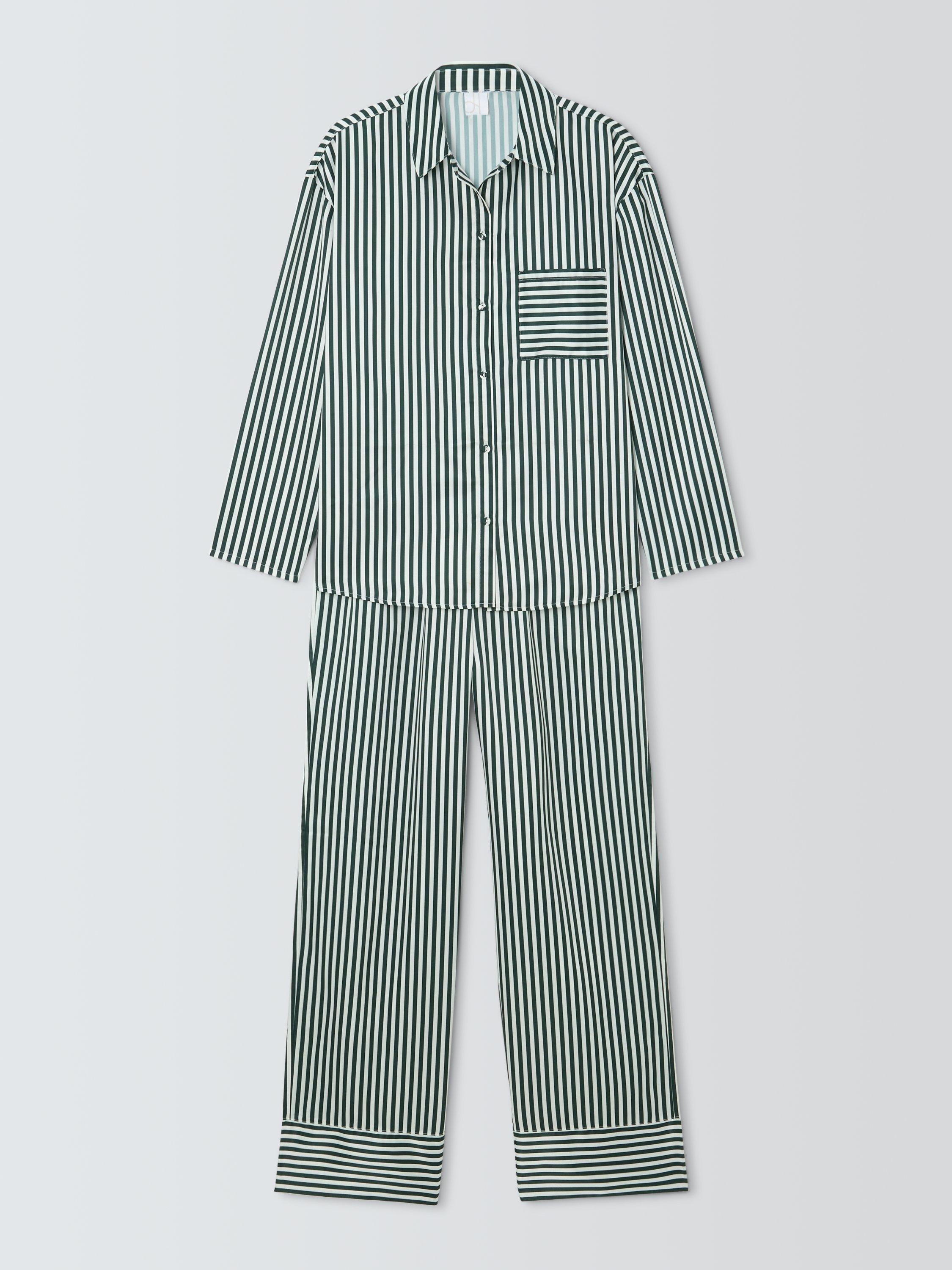 Product image 4 of 6, which shows John Lewis Stripe Satin Long Pyjama Set, Scarab, 8