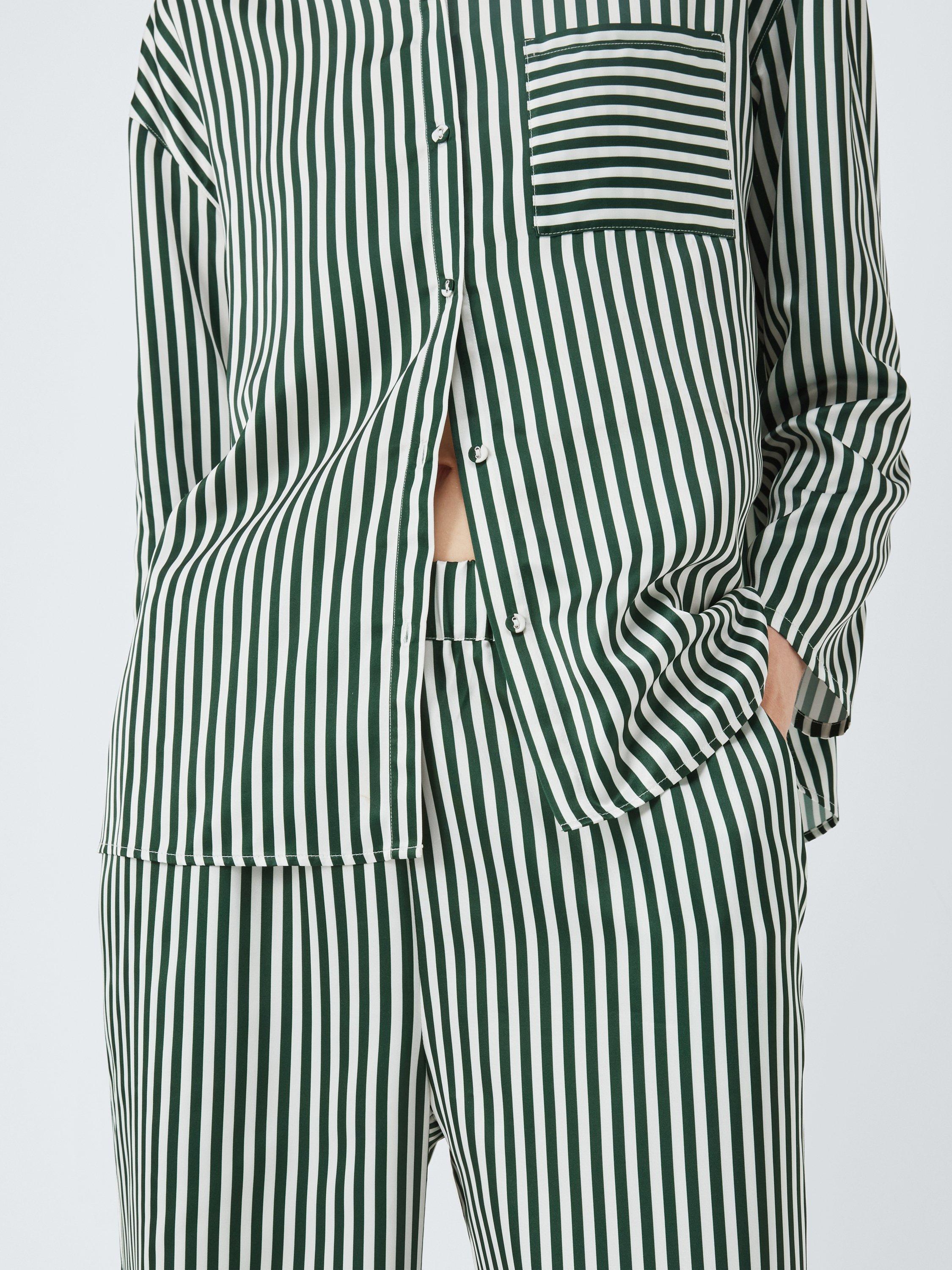 Product image 6 of 6, which shows John Lewis Stripe Satin Long Pyjama Set, Scarab, 8