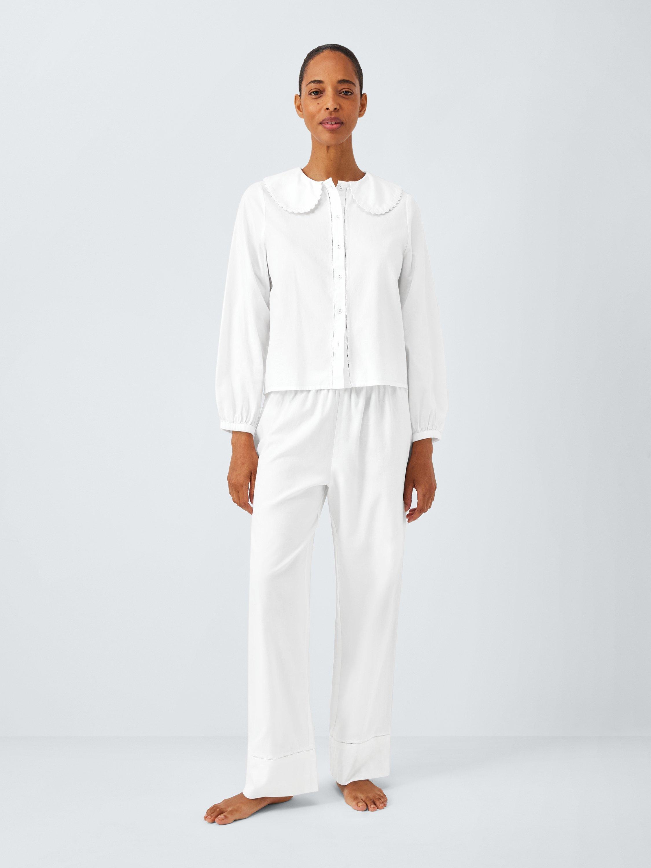 Product image 3 of 6, which shows John Lewis Scallop Trim Long Pyjama Set, Ivory, 10