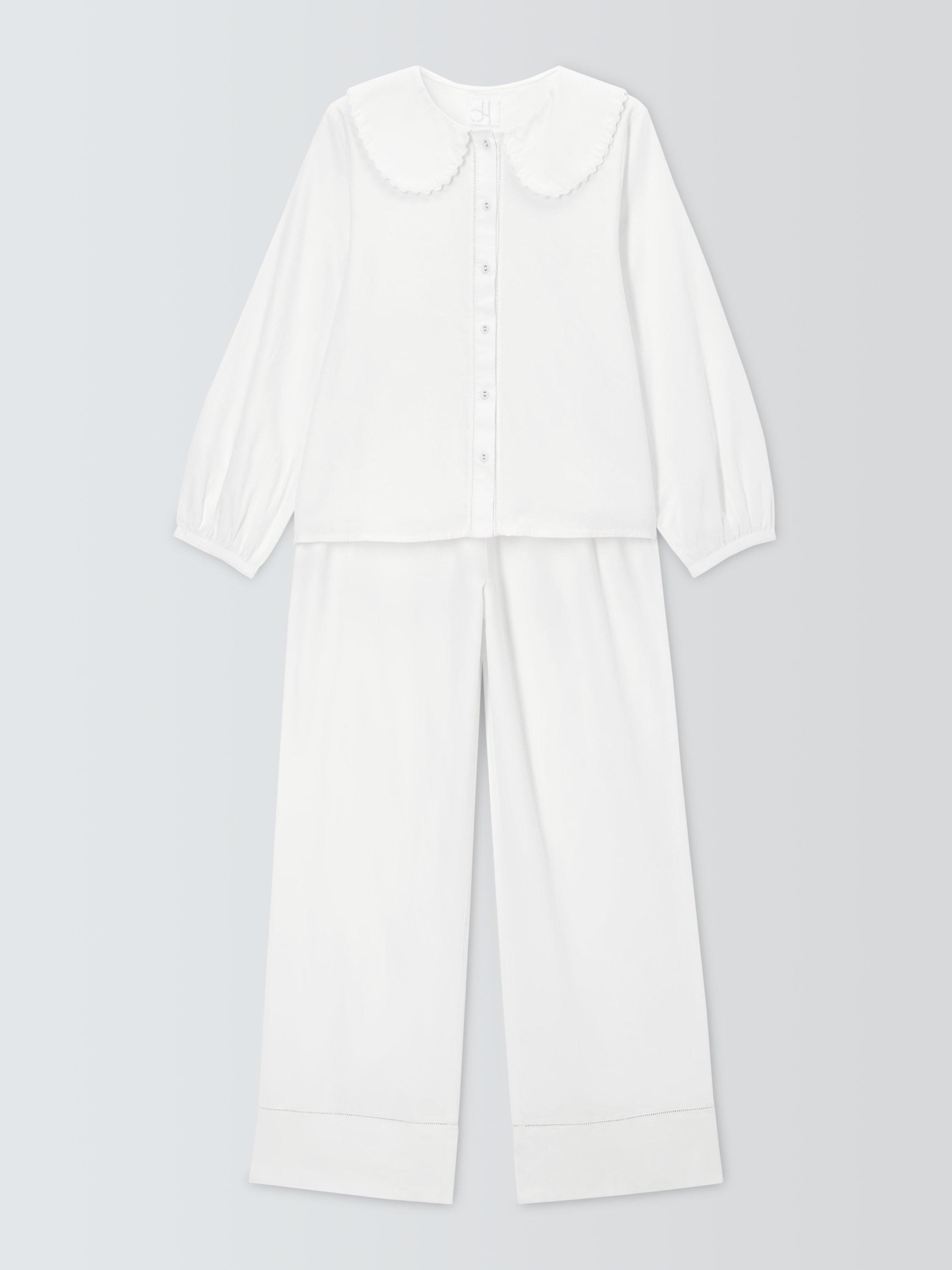 Product image 4 of 6, which shows John Lewis Scallop Trim Long Pyjama Set, Ivory, 10