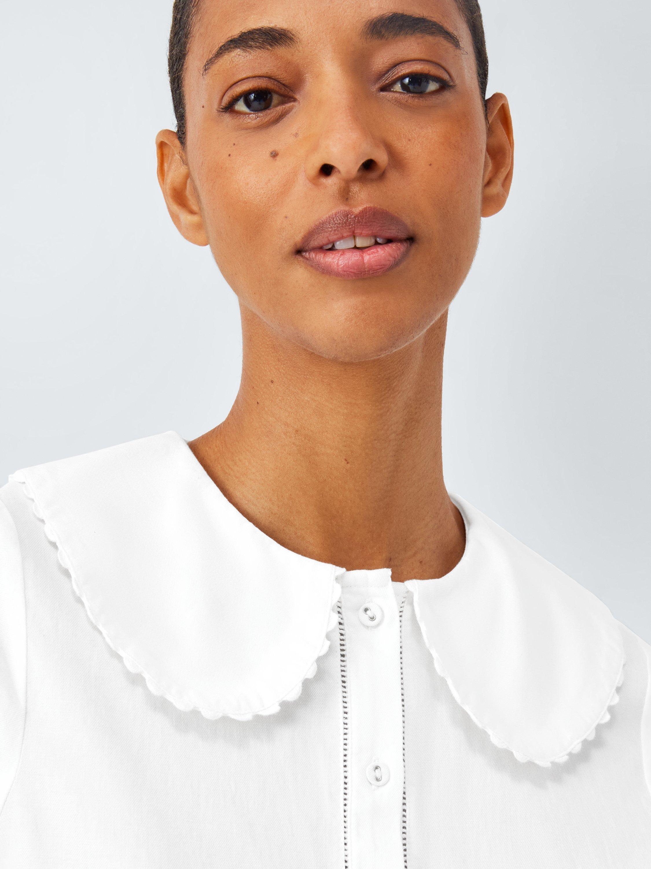 Product image 6 of 6, which shows John Lewis Scallop Trim Long Pyjama Set, Ivory, 10