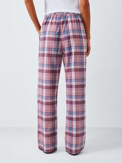 John Lewis Yarn Dyed Plaid Check Brushed Cotton Pyjama Bottoms, Pink/Blue - view 2, Pink/Blue