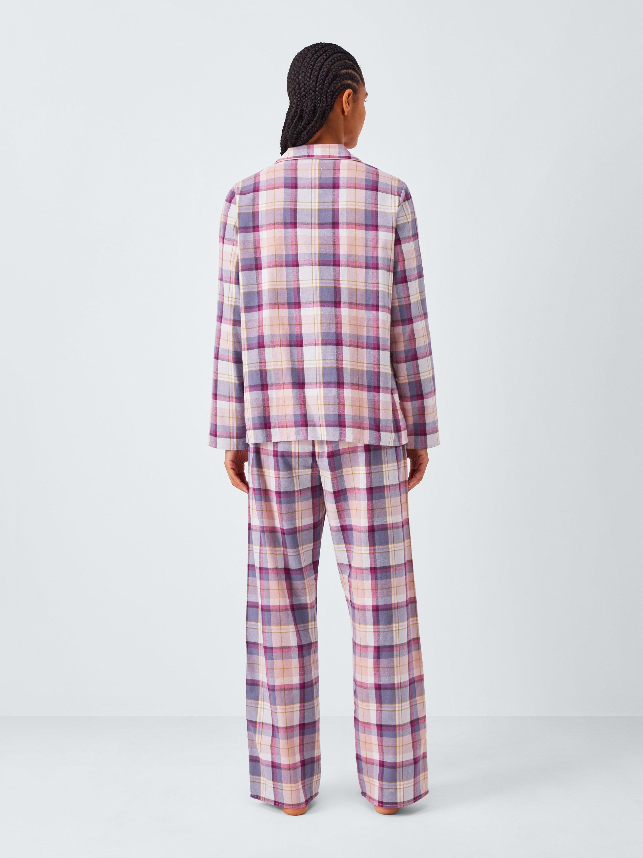 Product image 2 of 6, which shows John Lewis Check Brushed Cotton Long Pyjama Set, Purple Sage, 8