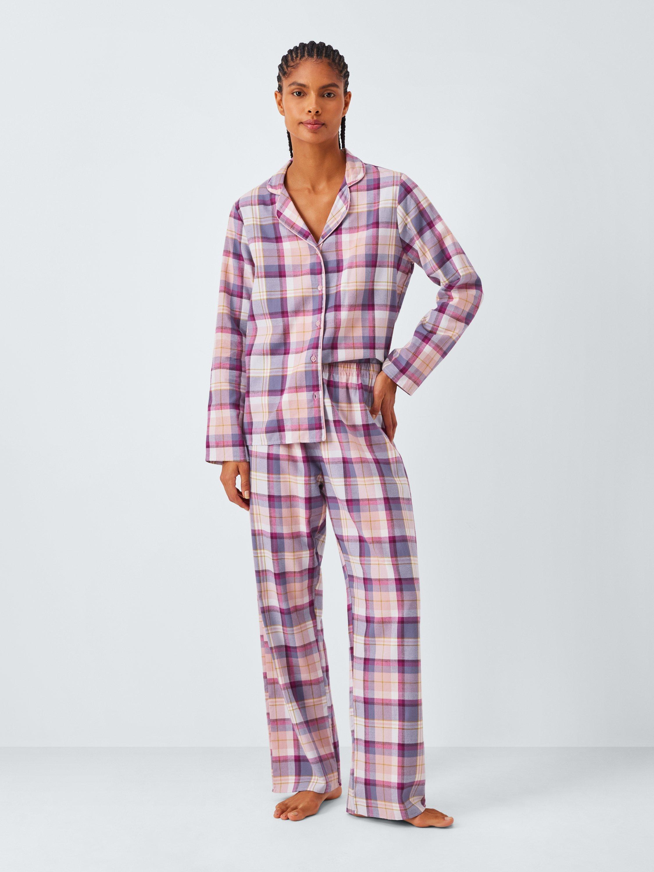 Product image 3 of 6, which shows John Lewis Check Brushed Cotton Long Pyjama Set, Purple Sage, 8