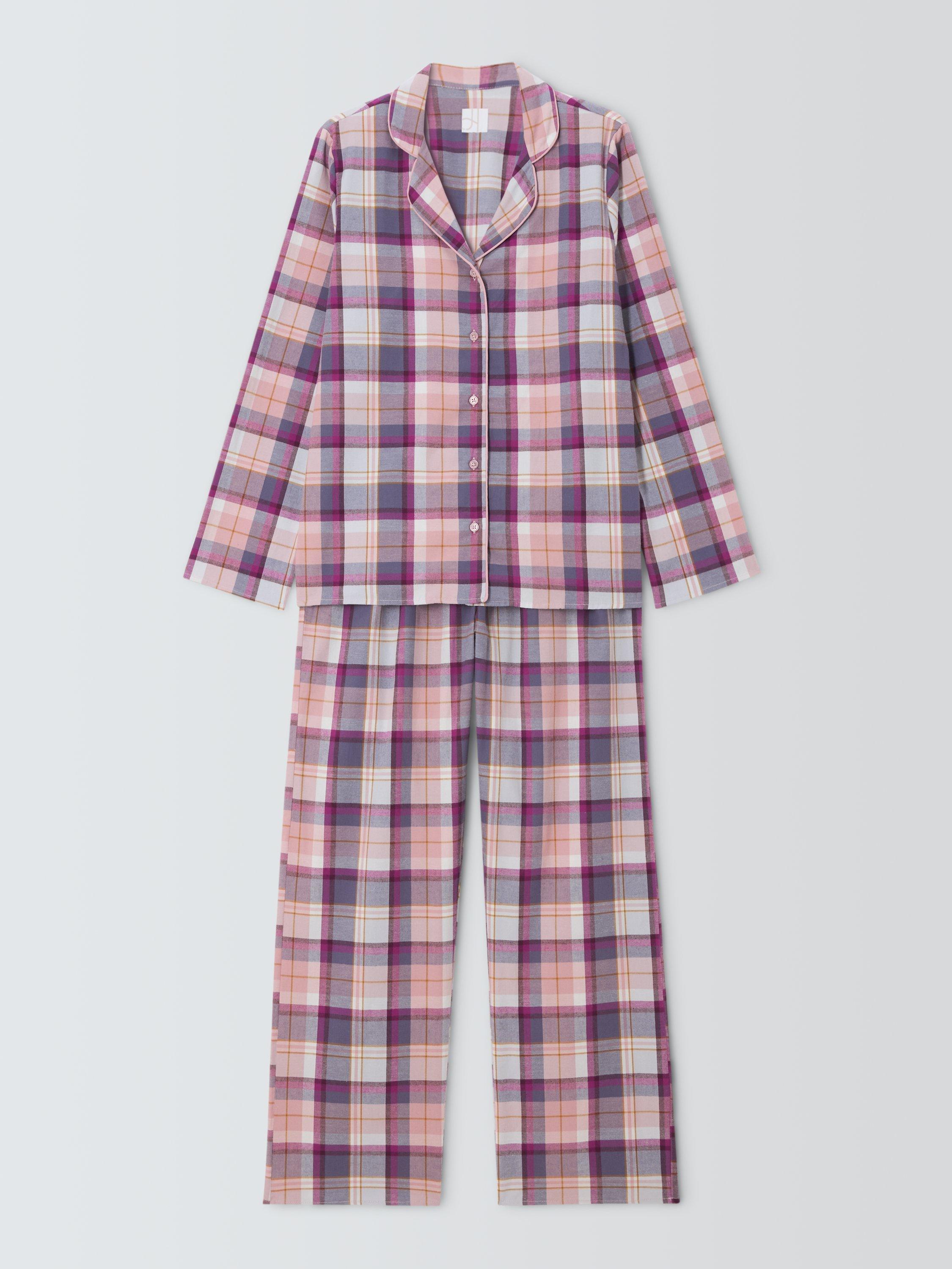 Product image 4 of 6, which shows John Lewis Check Brushed Cotton Long Pyjama Set, Purple Sage, 8