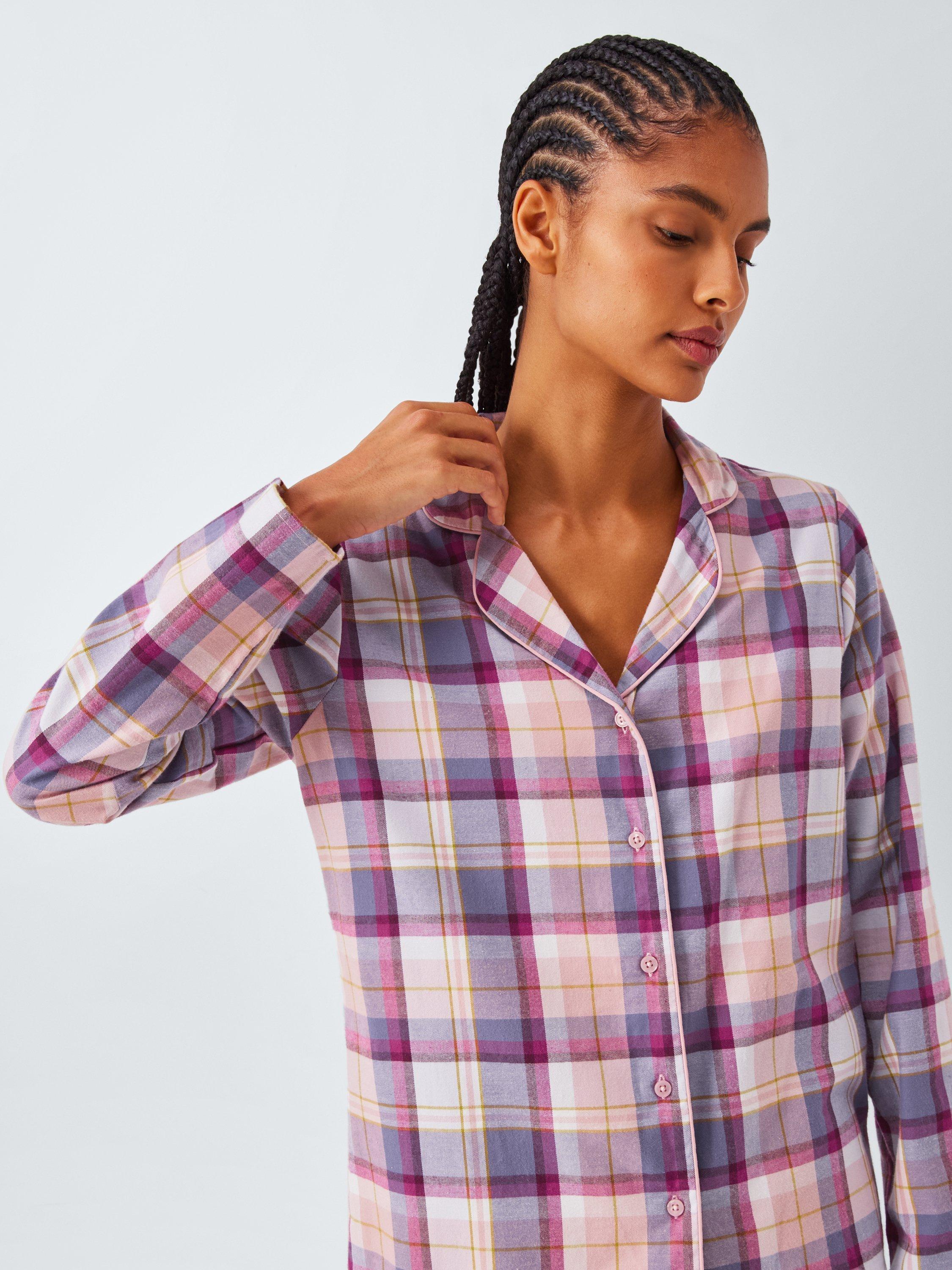Product image 5 of 6, which shows John Lewis Check Brushed Cotton Long Pyjama Set, Purple Sage, 8