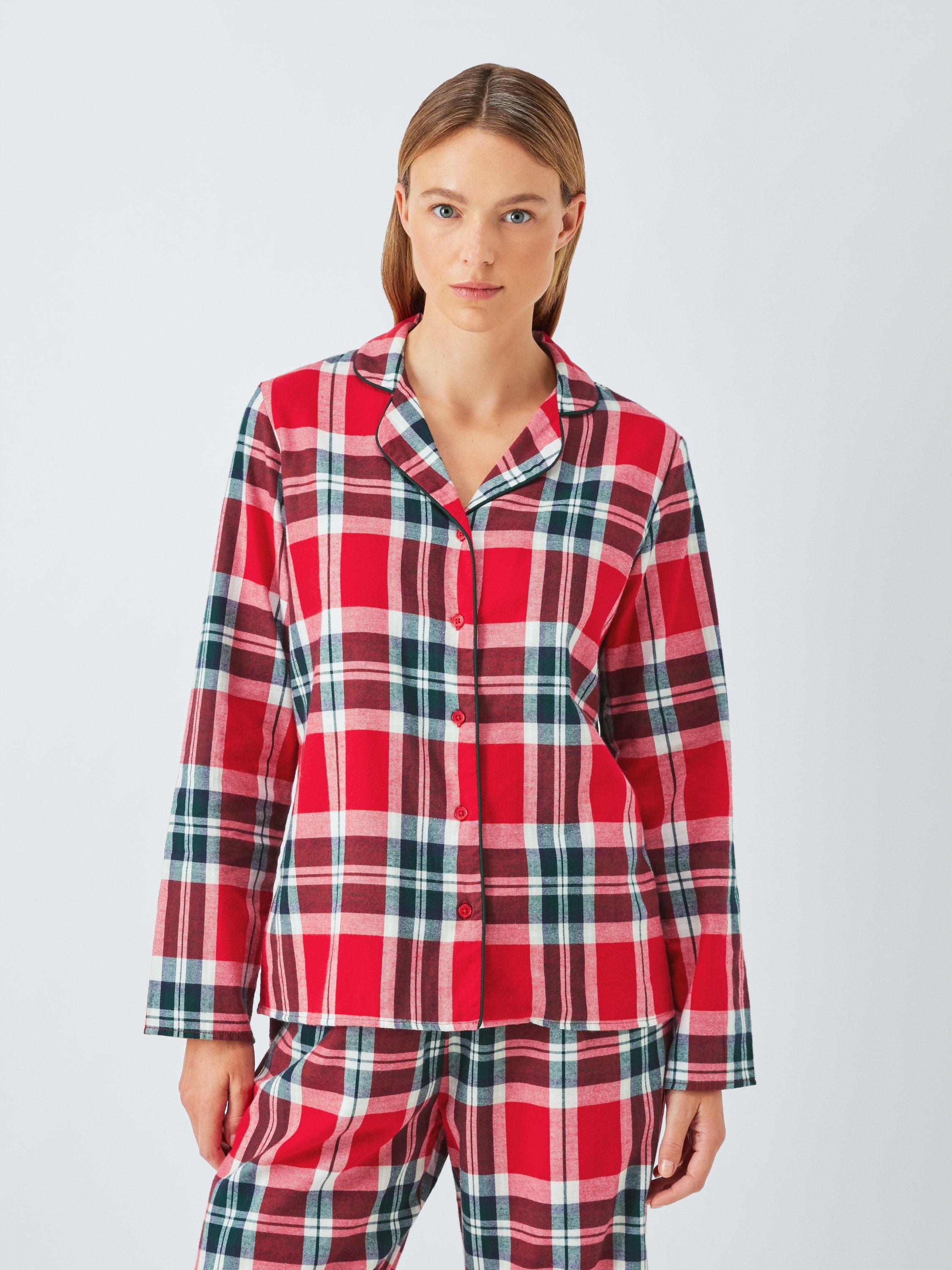 Product image 1 of 8, which shows John Lewis Brushed Cotton Check Family Pyjama Set, Red, 8