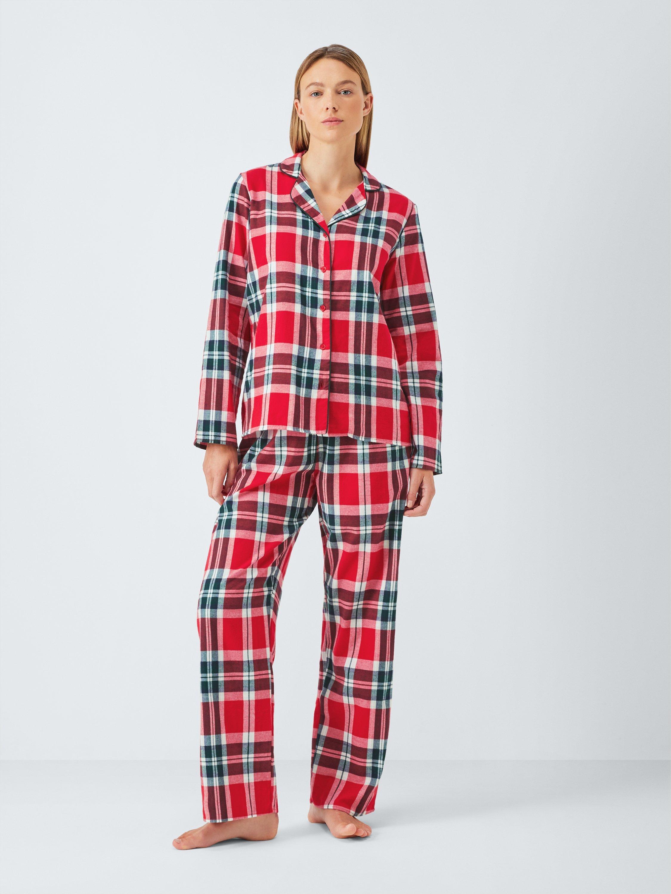 Product image 3 of 8, which shows John Lewis Brushed Cotton Check Family Pyjama Set, Red, 8