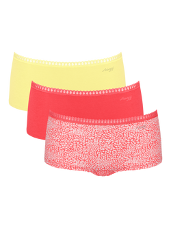 sloggi GO Crush Organic Cotton Blend Short Briefs, Pack of 3, Orange/Multi