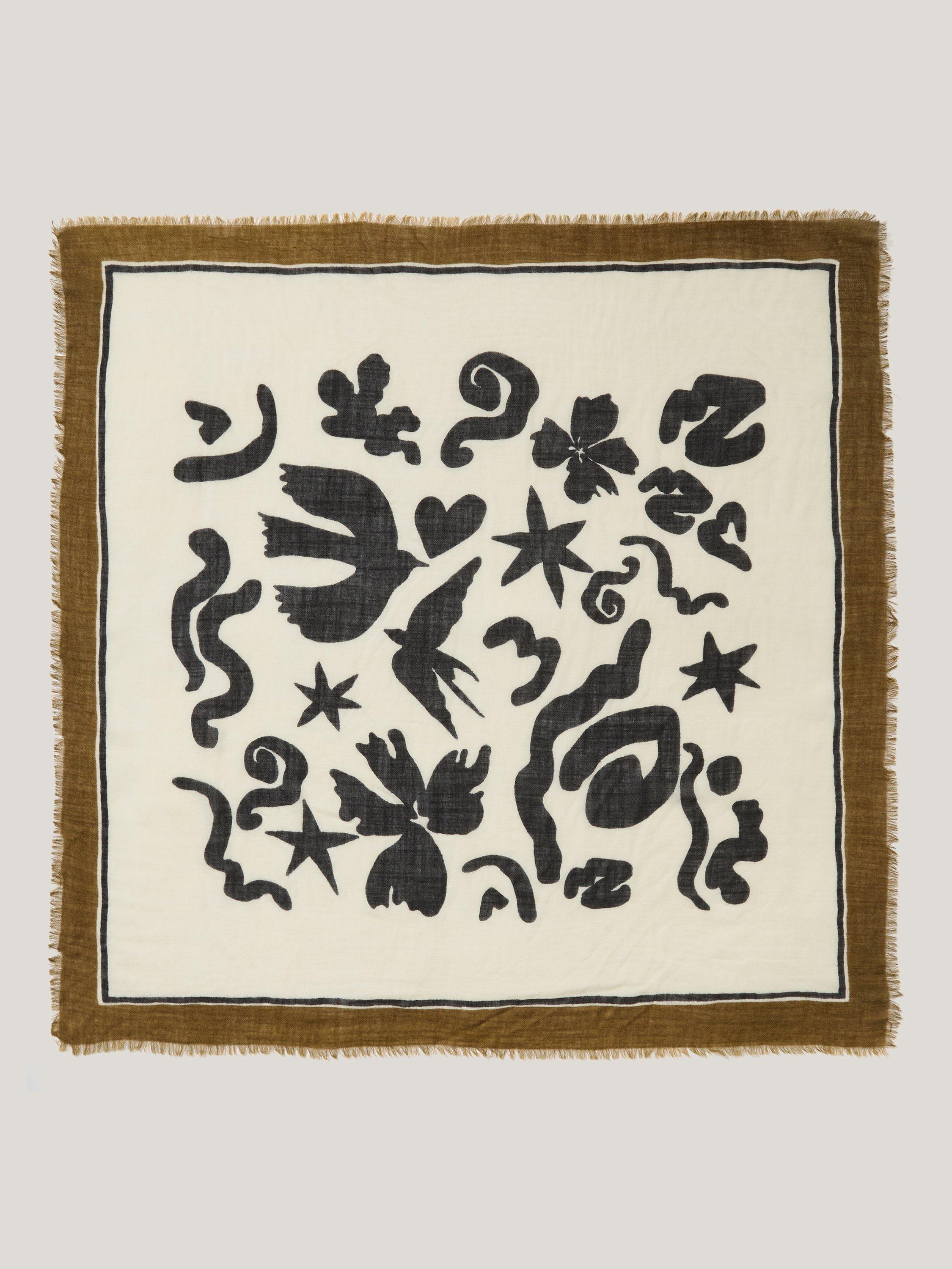 Jigsaw Abstract Kiss Pure Wool Scarf, Monochrome