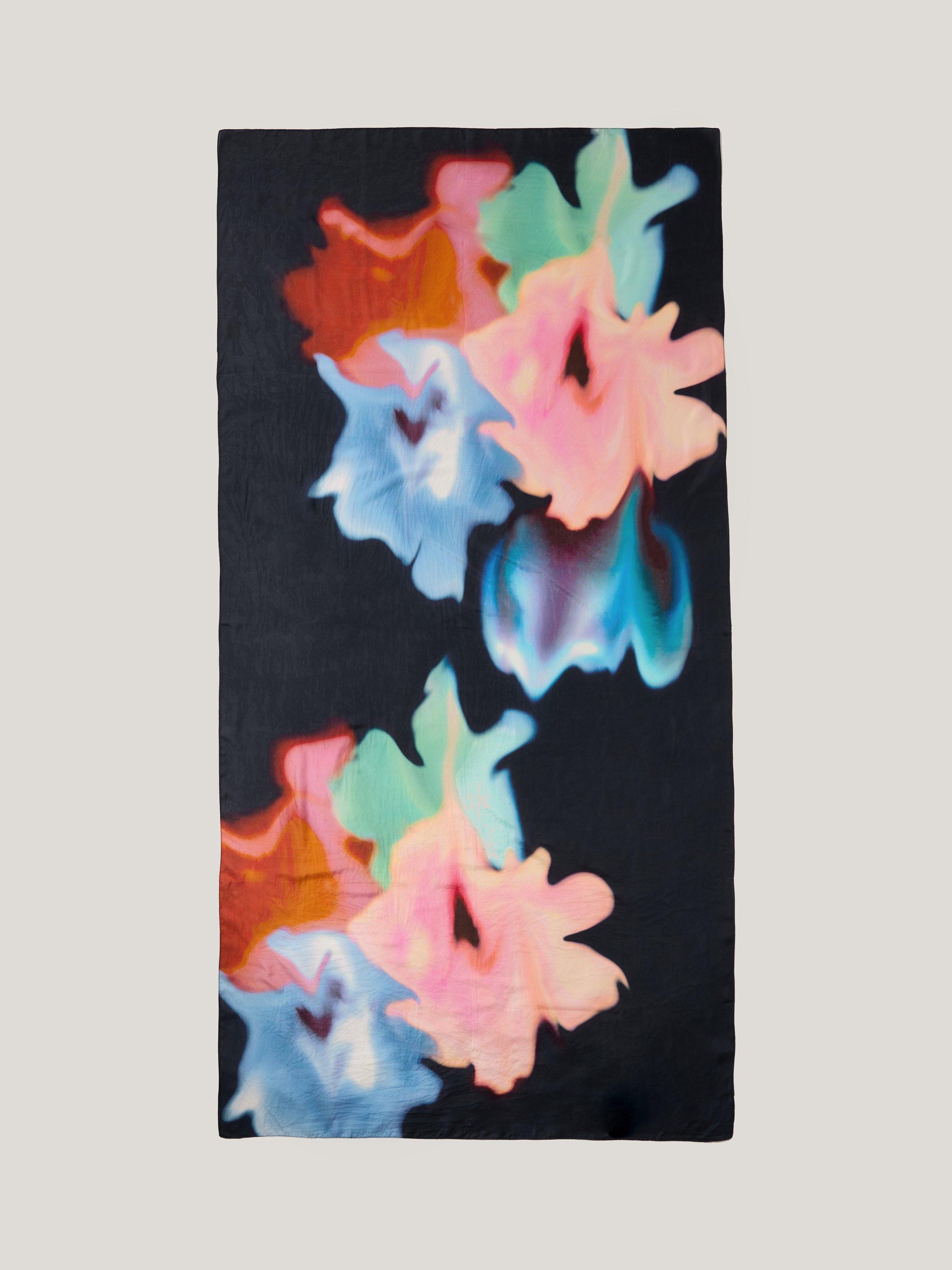 Jigsaw Dreamy Floral Pure Silk Shawl, Navy