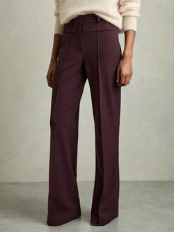 Reiss Petite Claude Flared Trousers, Burgundy