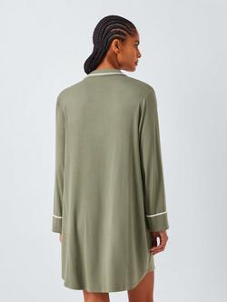 John Lewis Blanket Stitch Nightshirt containing TENCEL™ Modal, Khaki - view 2, Khaki