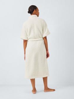 John Lewis 1/2 Sleeve Borg Dressing Gown, Ivory - view 2, Ivory