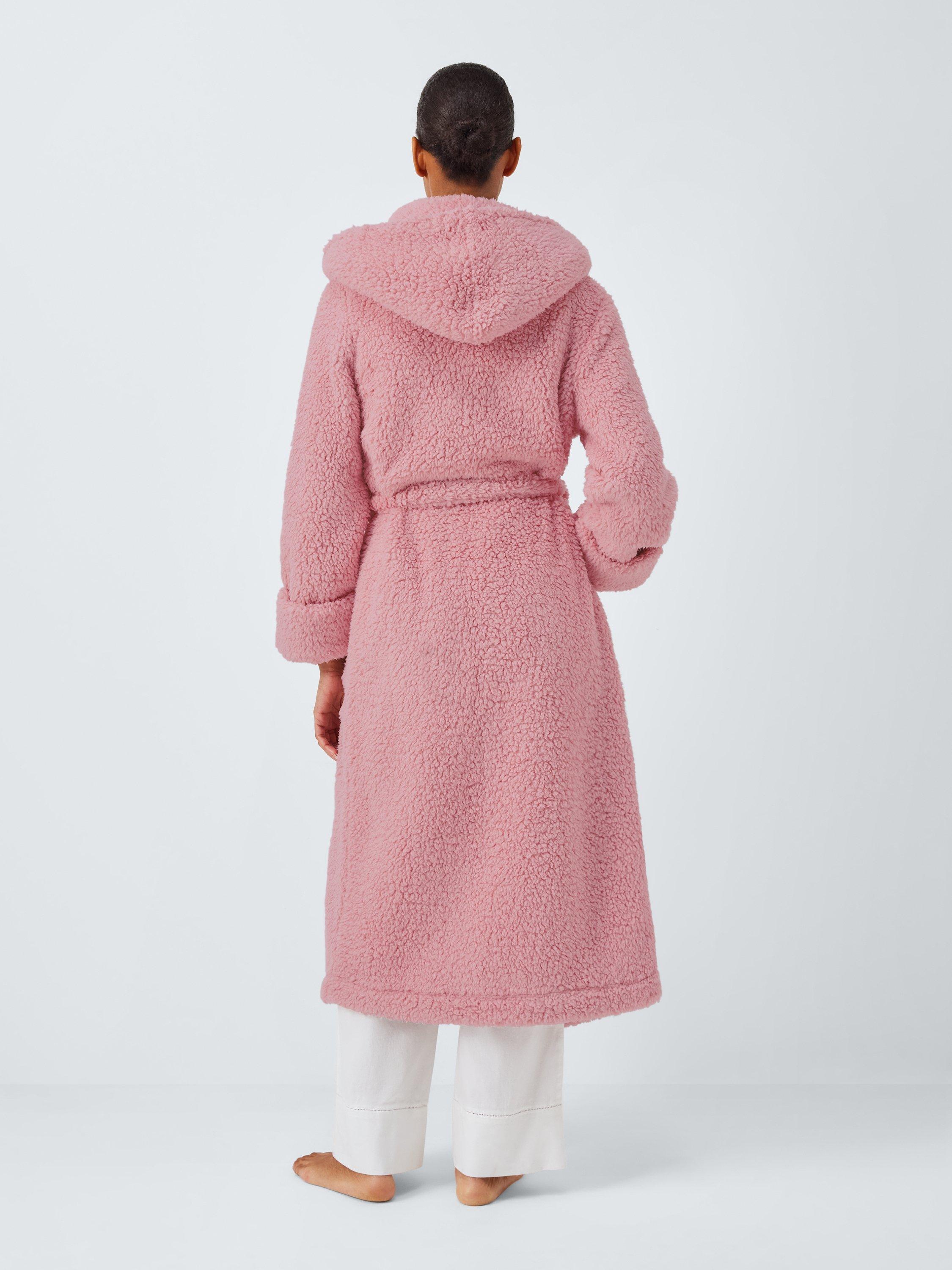 Product image 2 of 6, which shows John Lewis Lux Borg Hooded Dressing Gown, Blush, S