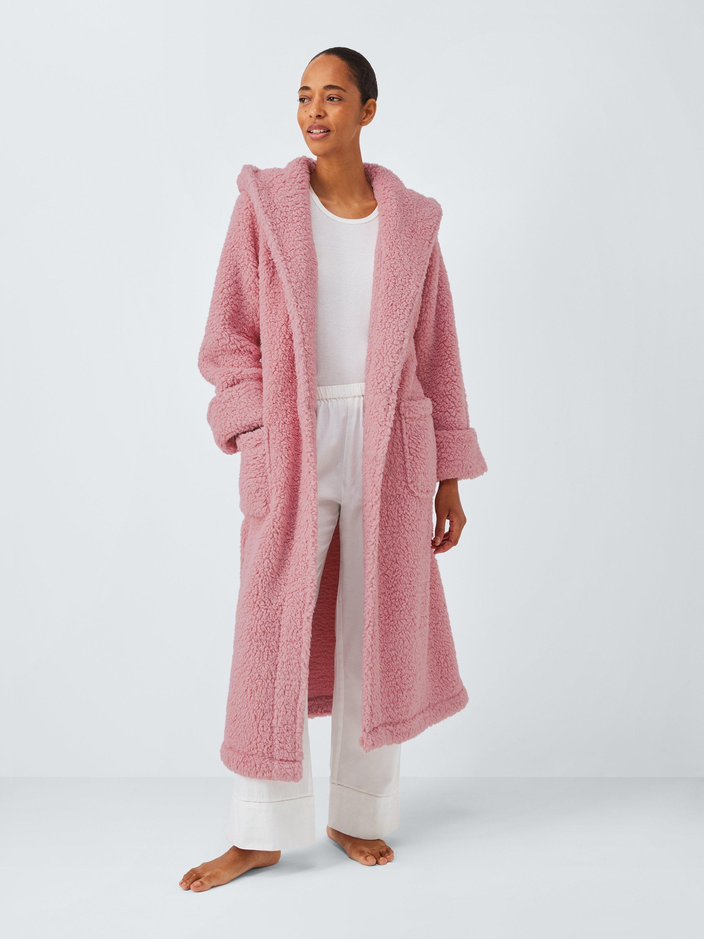 Product image 3 of 6, which shows John Lewis Lux Borg Hooded Dressing Gown, Blush, S