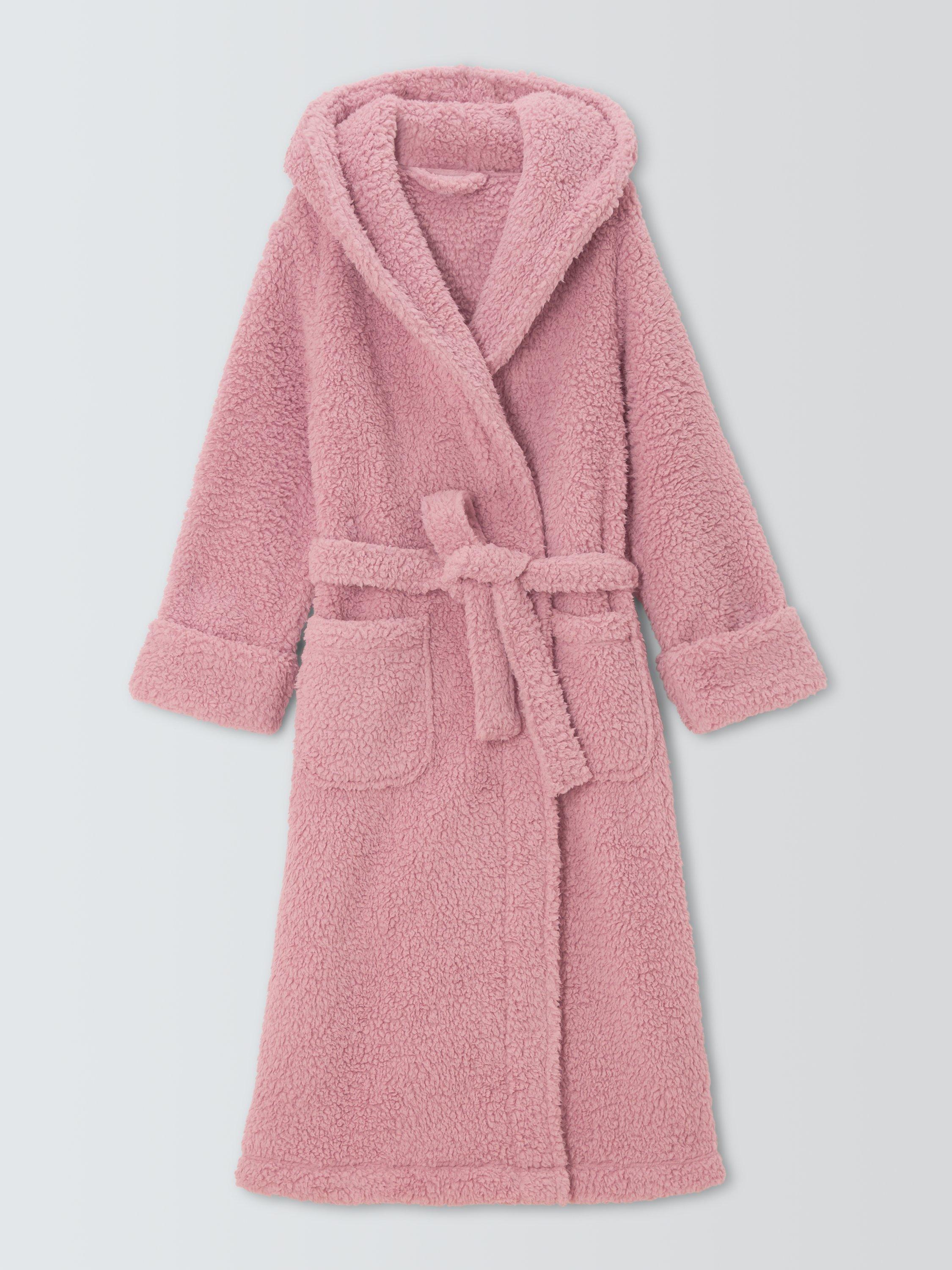 Product image 4 of 6, which shows John Lewis Lux Borg Hooded Dressing Gown, Blush, S