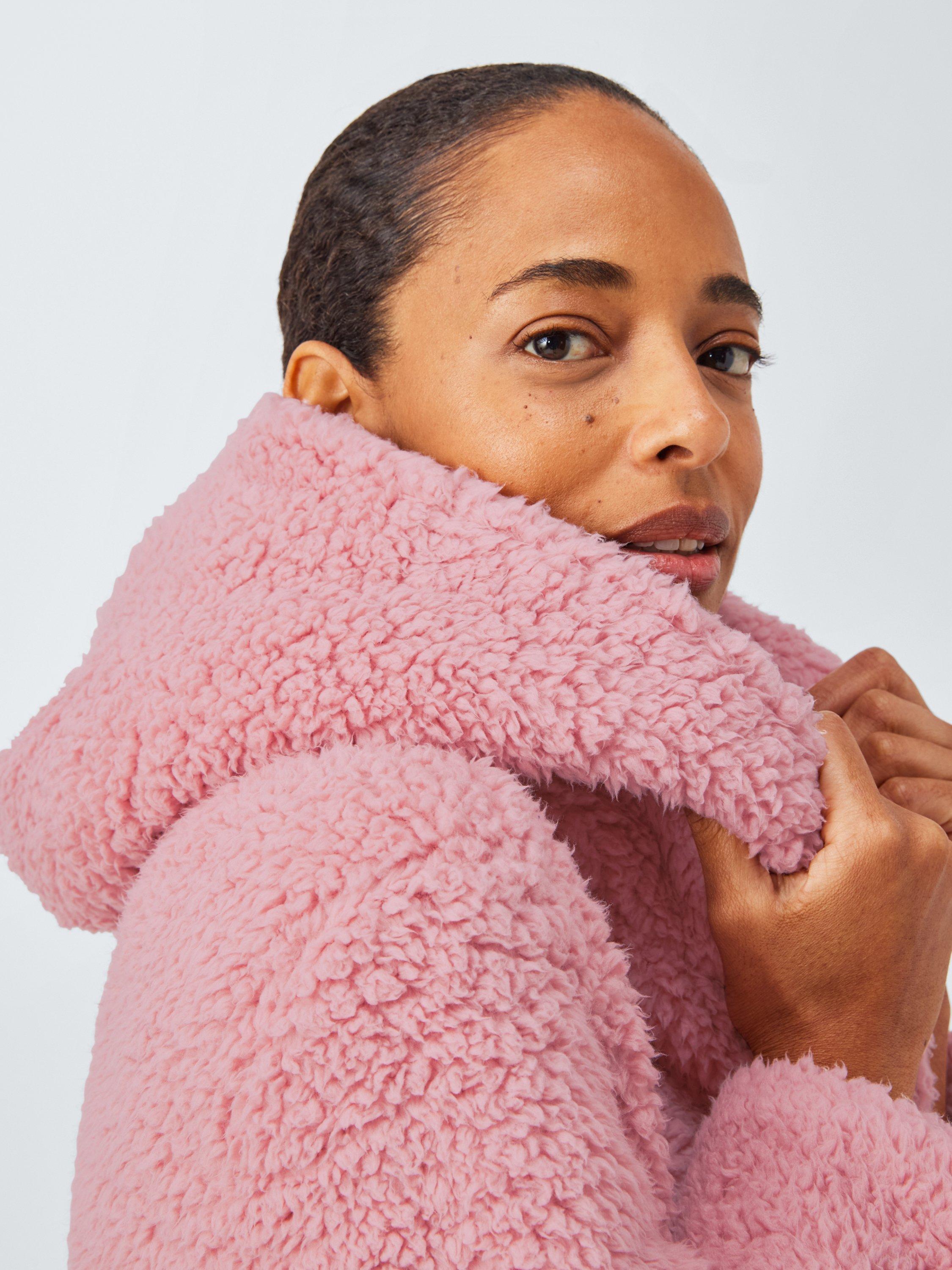 Product image 5 of 6, which shows John Lewis Lux Borg Hooded Dressing Gown, Blush, S