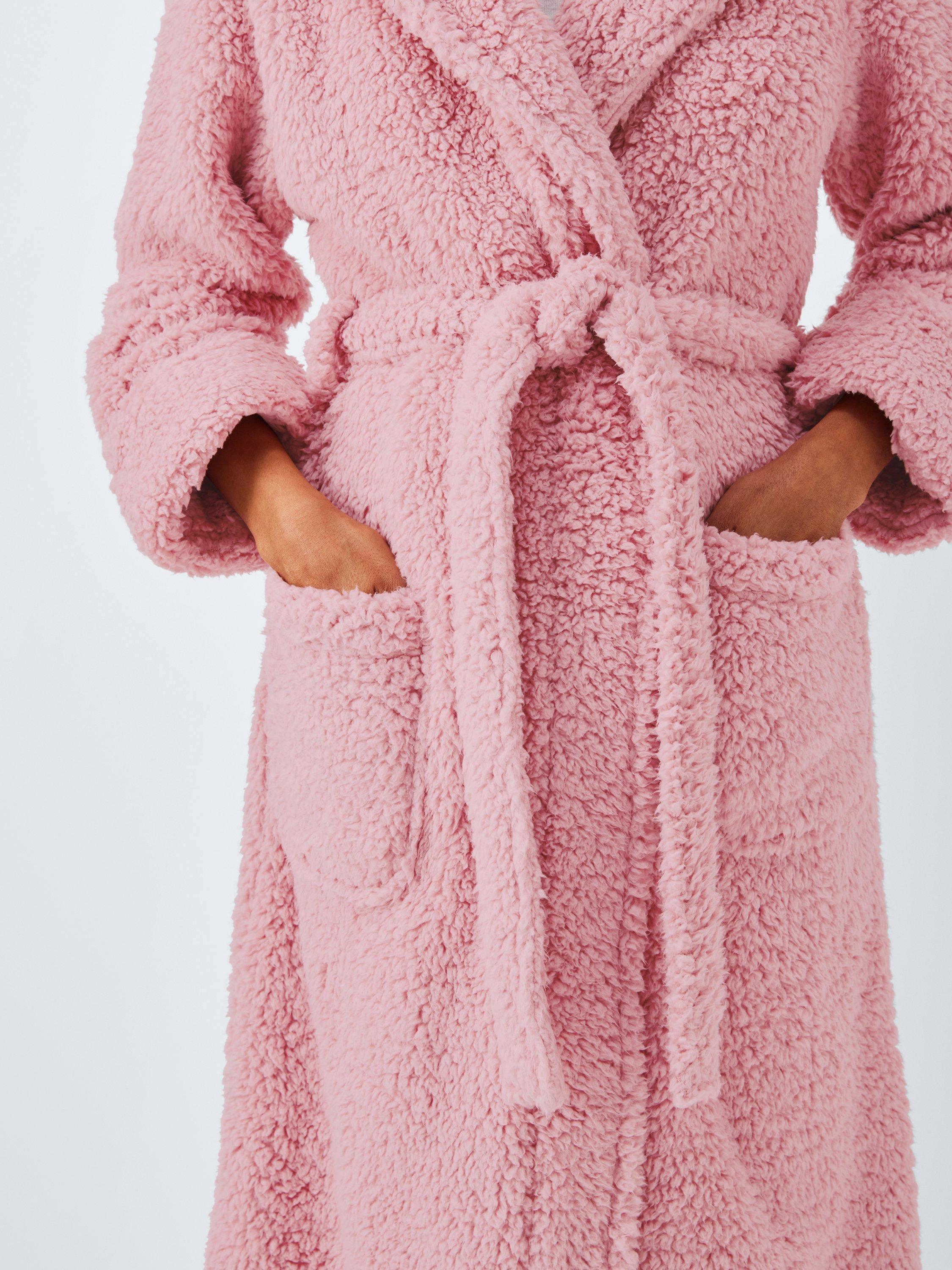 Product image 6 of 6, which shows John Lewis Lux Borg Hooded Dressing Gown, Blush, S