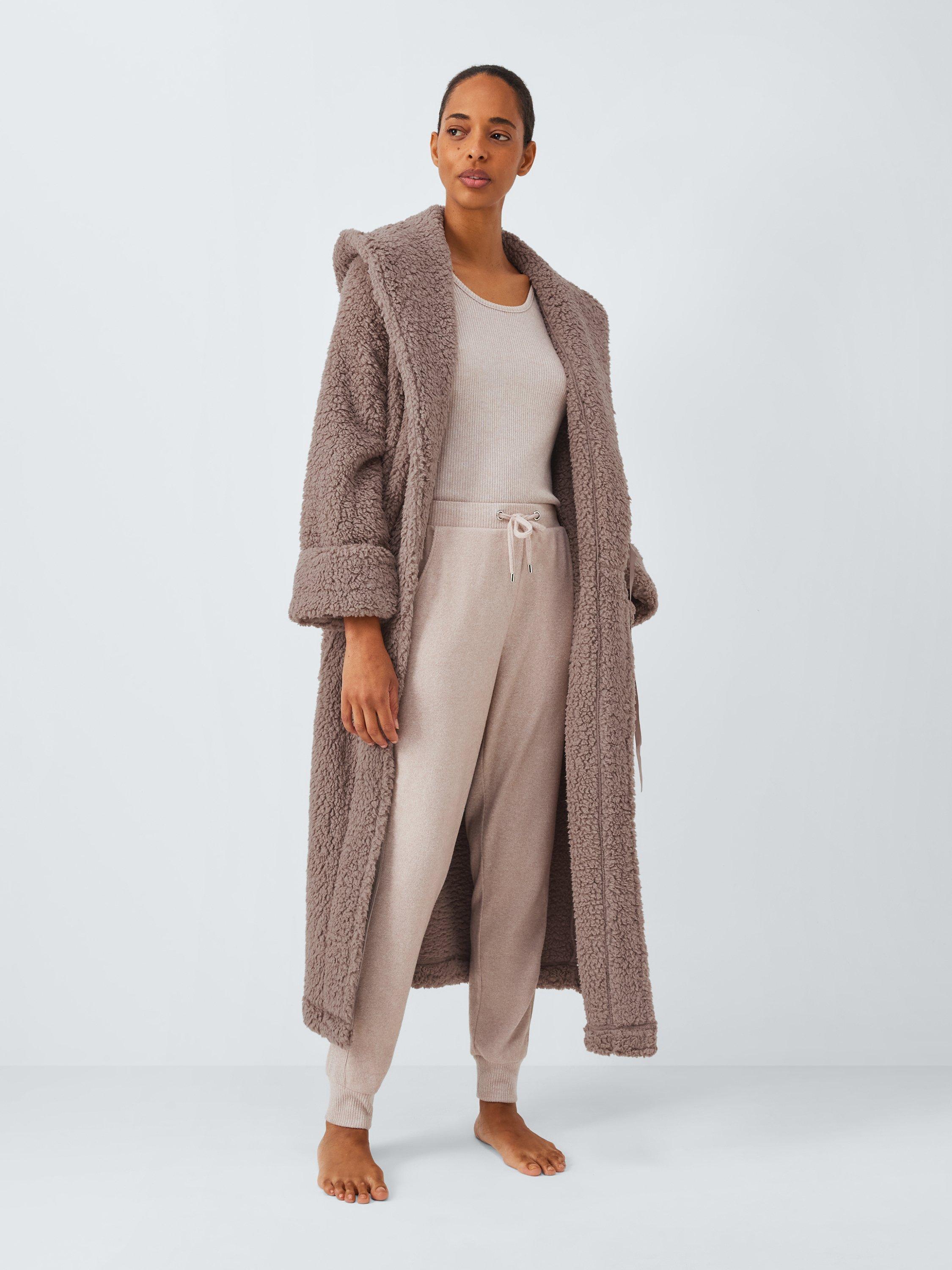 Product image 3 of 6, which shows John Lewis Lux Borg Hooded Dressing Gown, Caramel, S