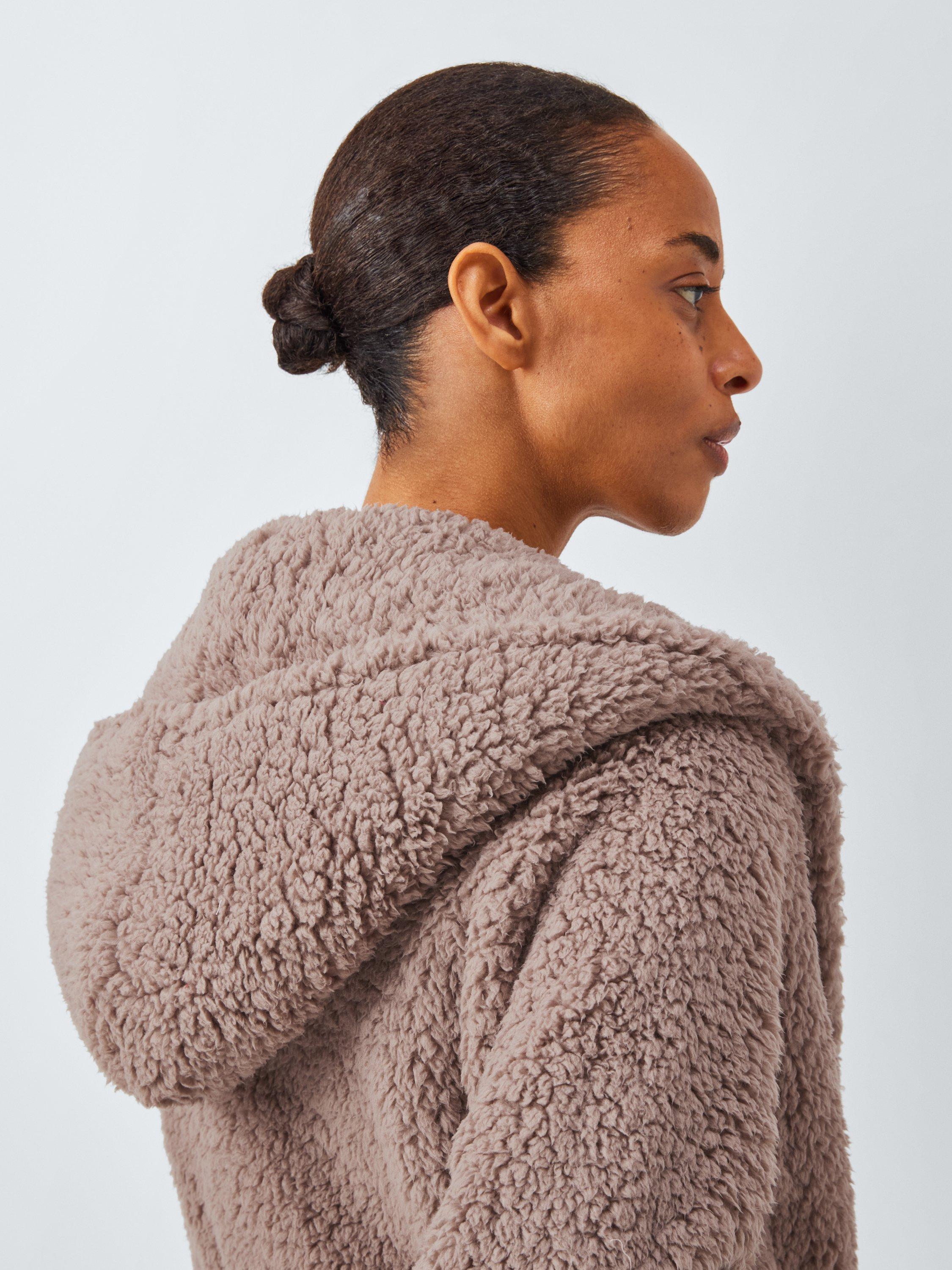 Product image 6 of 6, which shows John Lewis Lux Borg Hooded Dressing Gown, Caramel, S