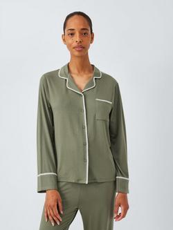 John Lewis Blanket Stitch Long Pyjama Set containing TENCEL™ Modal, Khaki